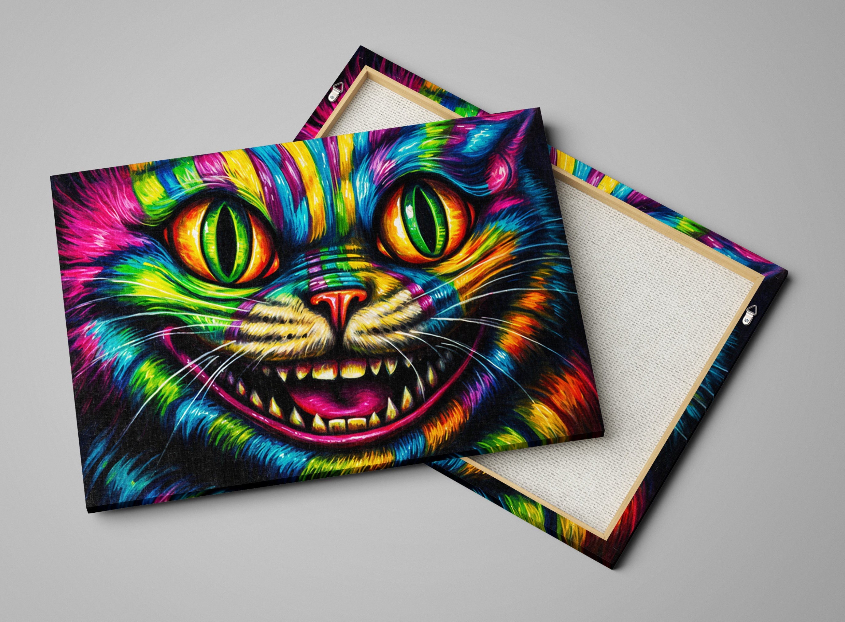 Whimsical Canvas Print – Cheshire Cat Artwork on Gallery Wrapped Canvas, Ready to Hang