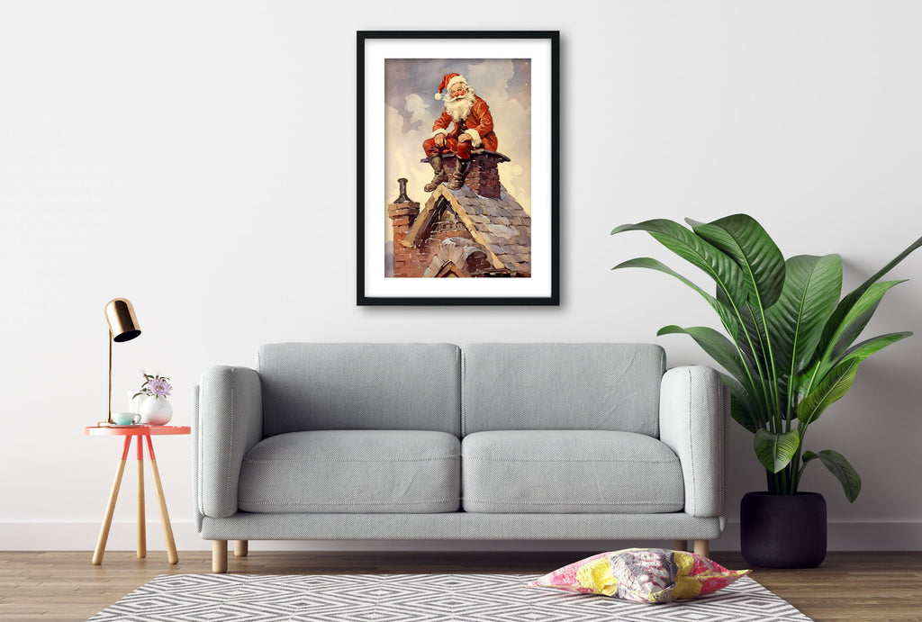 Norman Rockwell Style Santa Claus - Classic Christmas, Print on Canvas, Artist Paper, Watercolor Paper, Available in Extra Large Sizes