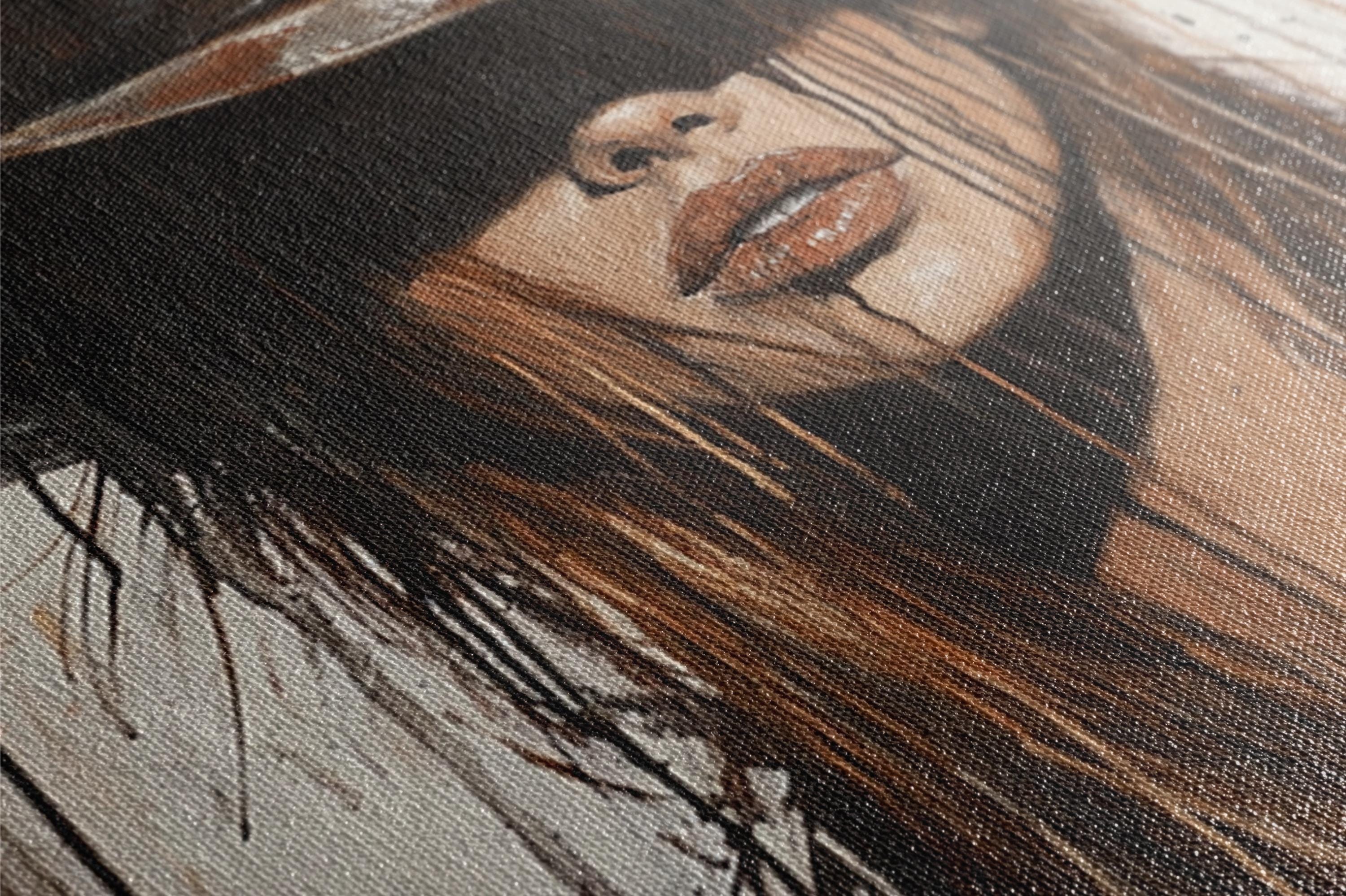 a painting of a woman with long hair