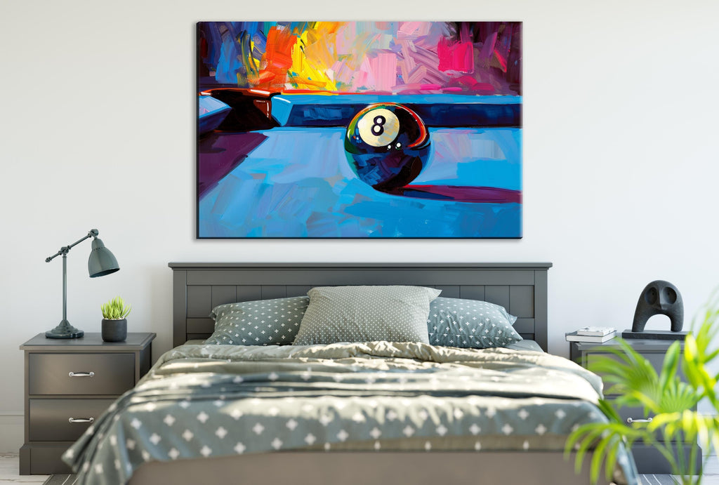 8 Ball Painting – Vintage Pool Art | Gallery Wrapped Canvas | Extra Large Man Cave Wall Art