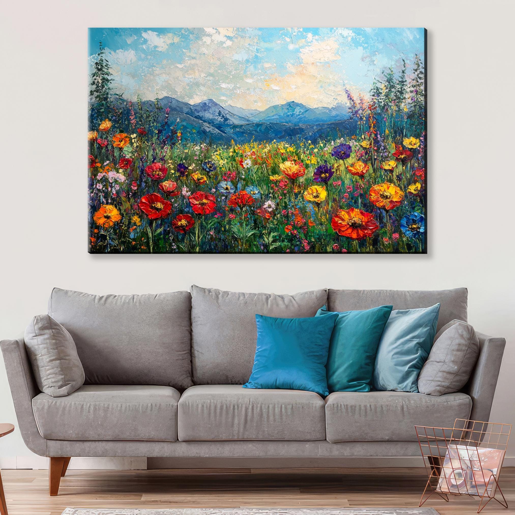 Wildflower Canvas Art - Extra Large Floral Print | Gallery Wrapped Canvas Ready to Hang