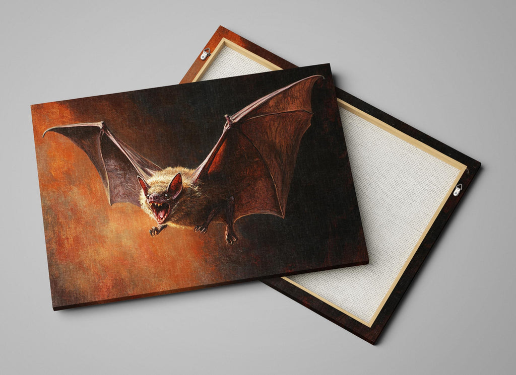 Flying Bat Canvas | Dark Academia Art - Extra Large Framed Wall Art, Ready to Hang