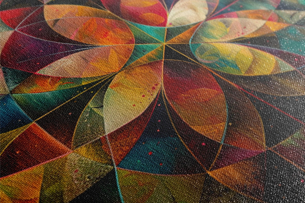 Sacred Geometry Art on Gallery Wrapped Canvas | Abstract Flower Art, Extra Large, UV Coated