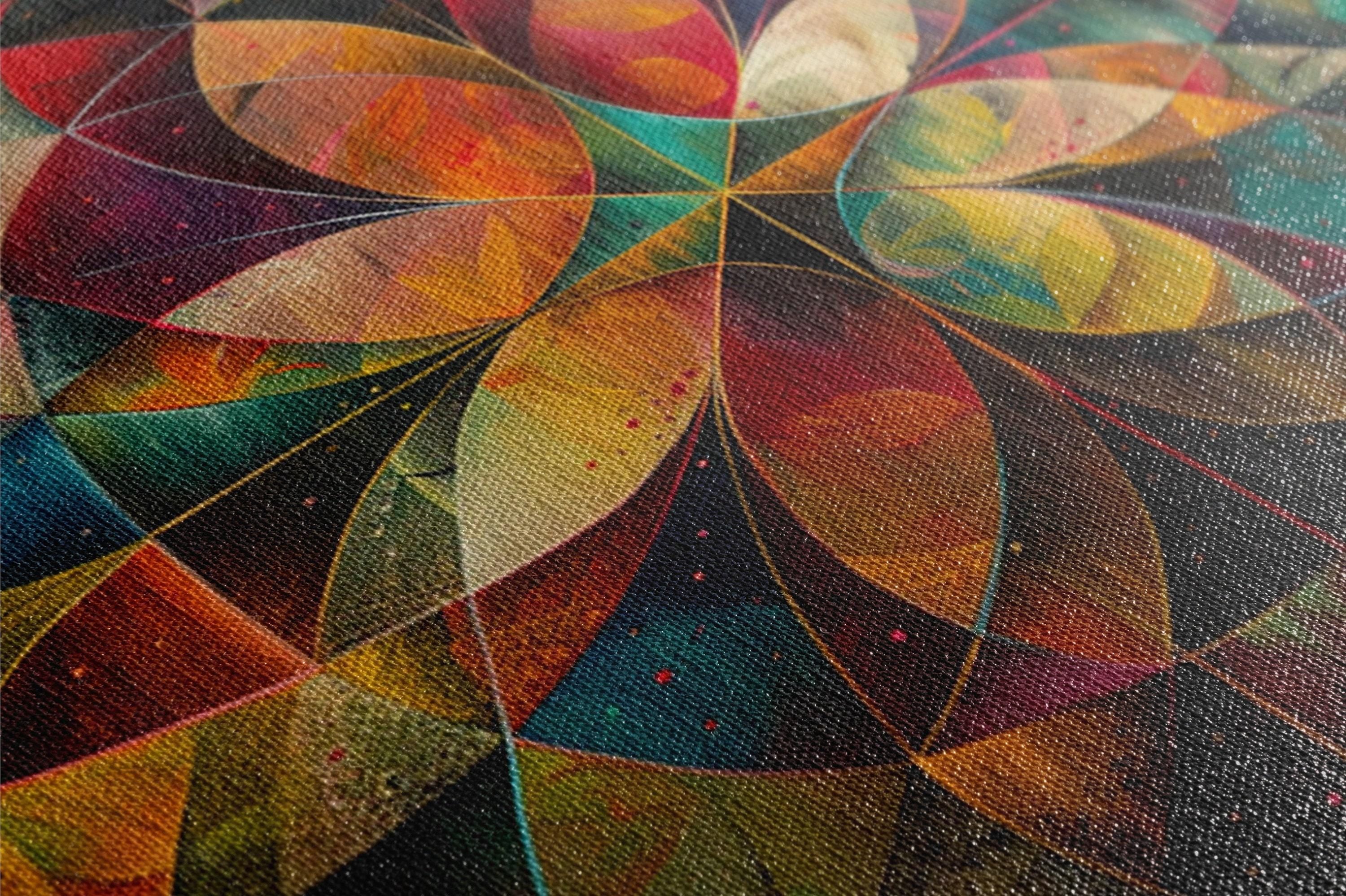 Sacred Geometry Art on Gallery Wrapped Canvas | Abstract Flower Art, Extra Large, UV Coated