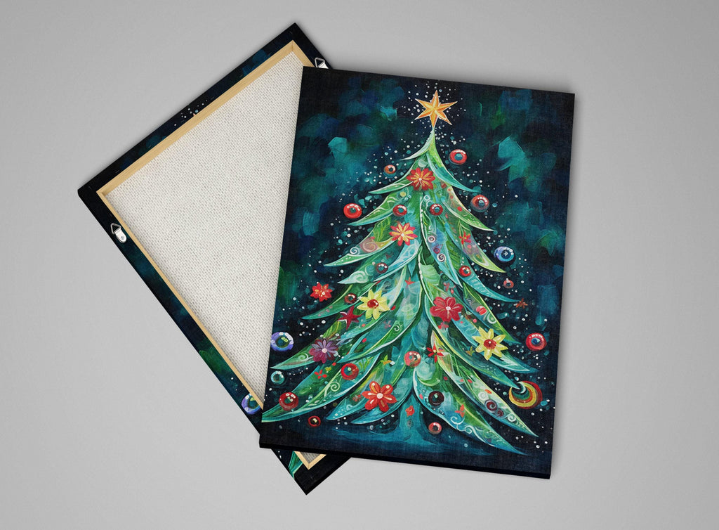 Boho Christmas Canvas - Festive Wall Art on Extra Large Gallery Wrapped Frame