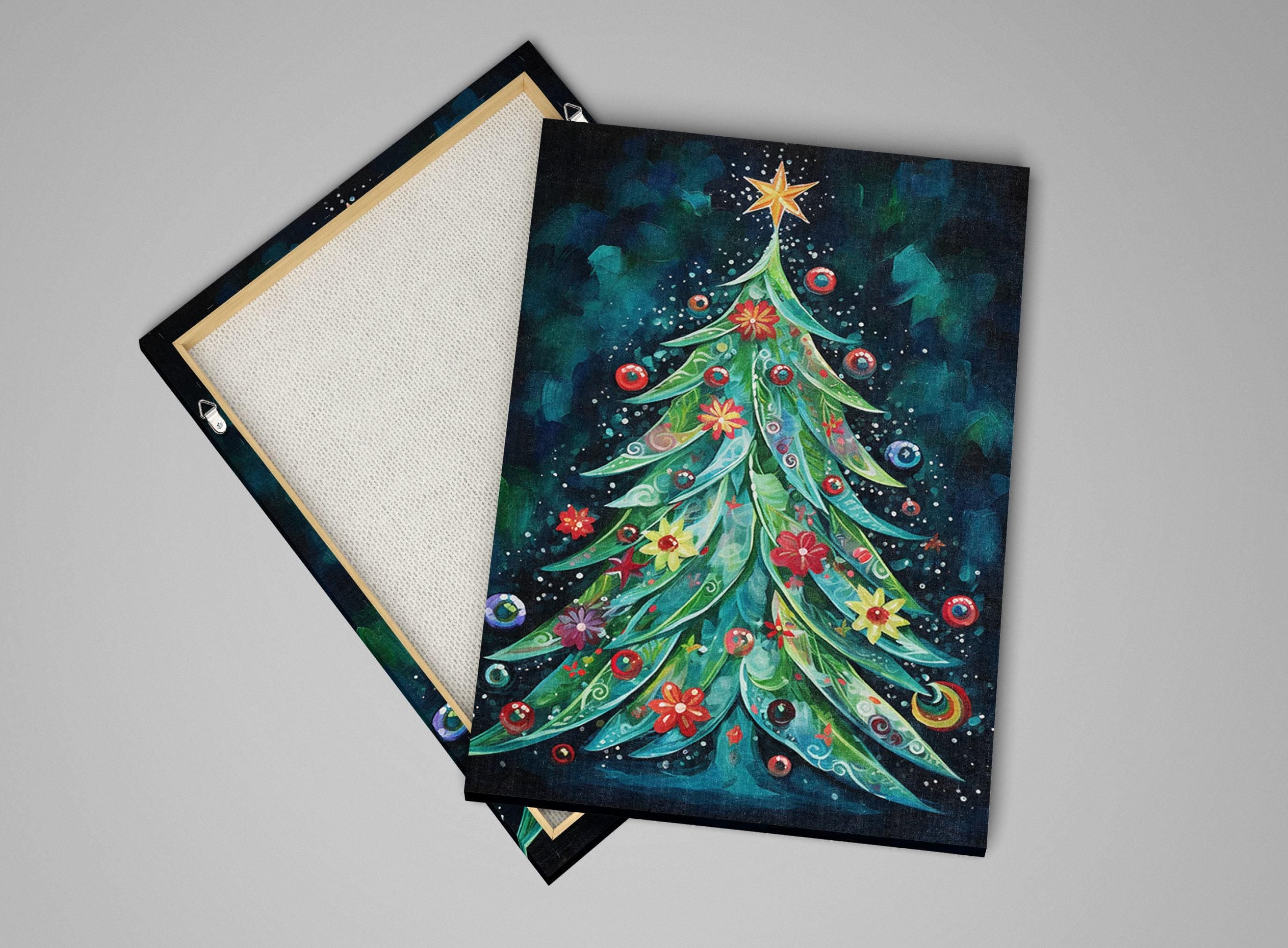 Boho Christmas Canvas - Festive Wall Art on Extra Large Gallery Wrapped Frame