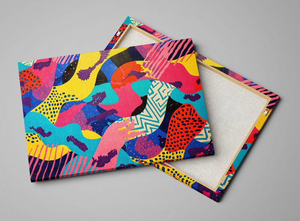 80s Pop Art Canvas – Extra Large Retro Abstract Art on Gallery Wrapped Canvas