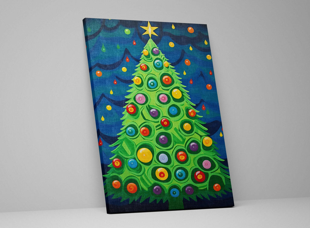 Christmas Canvas Art - Vibrant Holiday Wall Art | Colorful Xmas Tree Painting, Ready to Hang