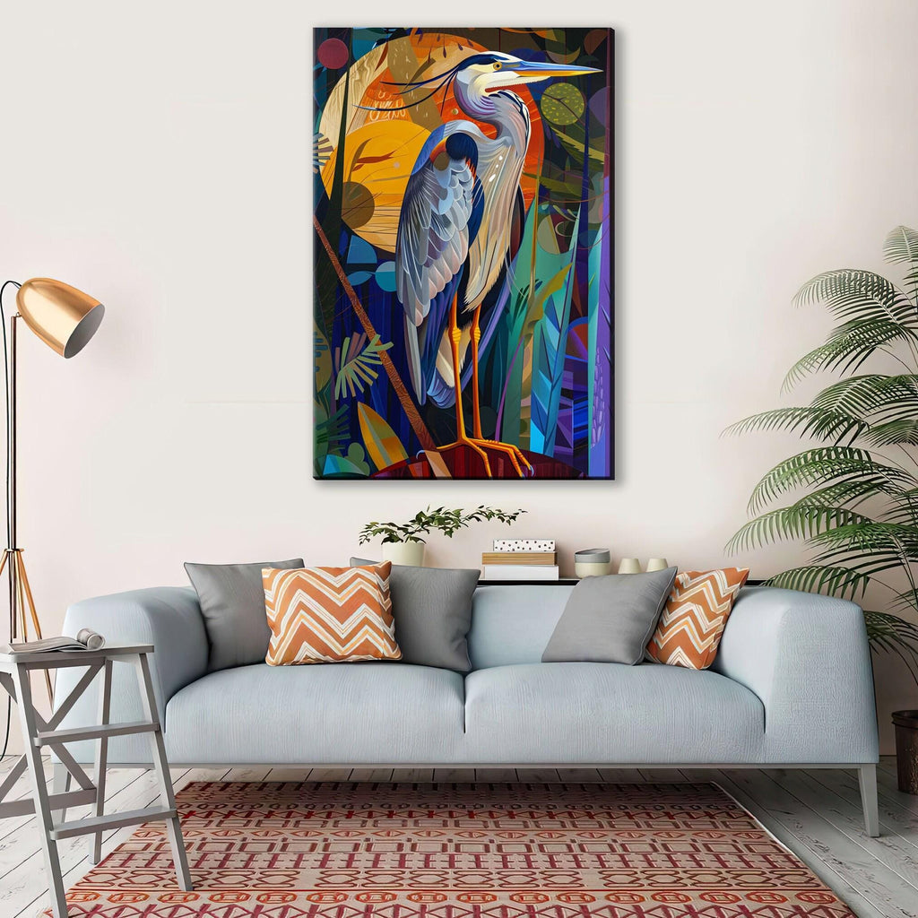Blue Heron Wall Art – Large Canvas Art | Gallery Wrapped Canvas With Real Wood Frame
