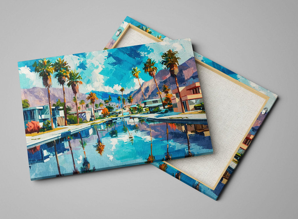 Palm Springs Pool Scene - Large Canvas Art | Gallery Wrapped Canvas Ready to Hang