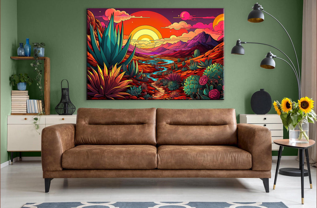 Agave Desert Art – Large Canvas Print | Vibrant Southwest Landscape Painting