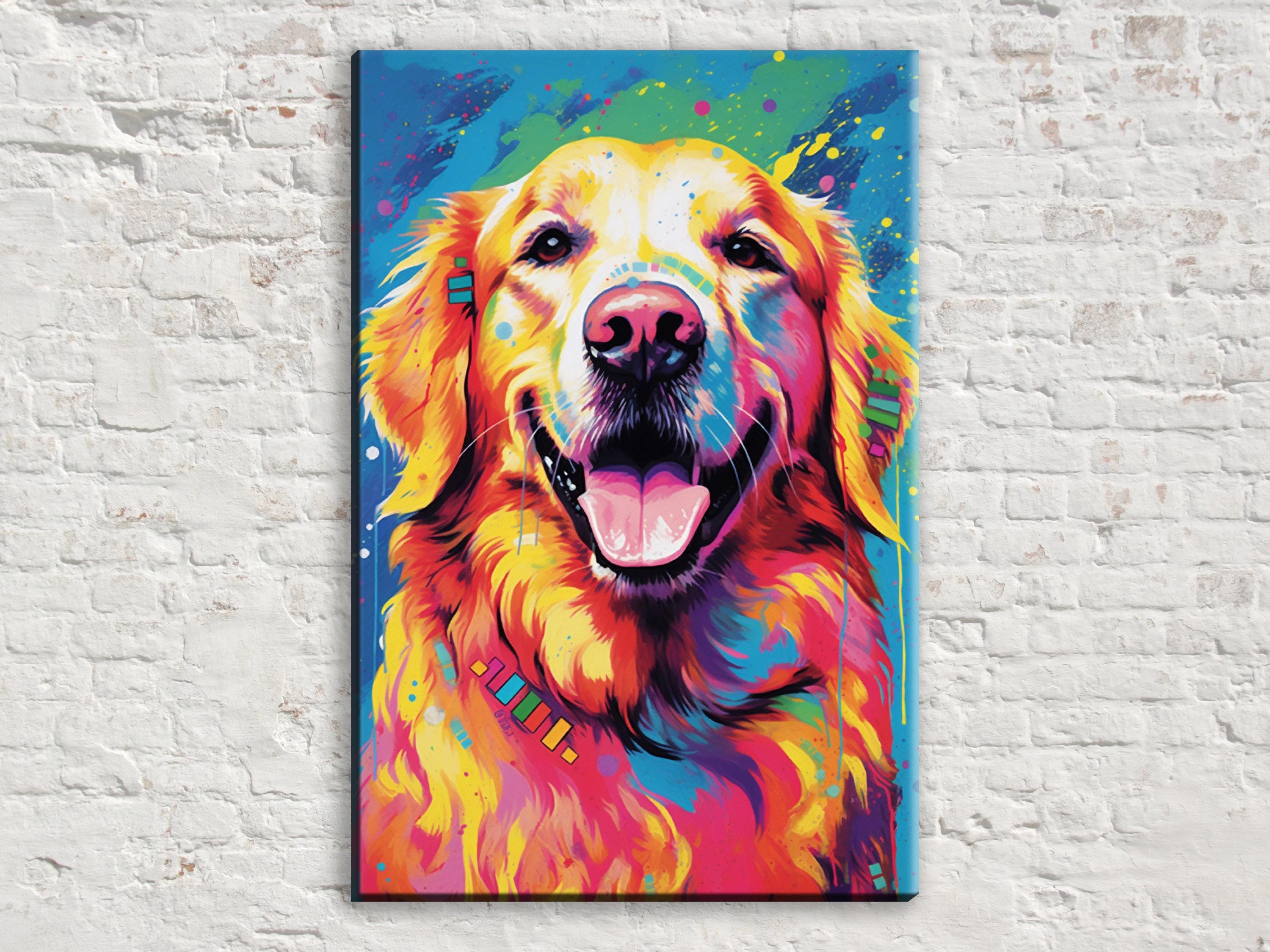 Golden Retriever Canvas - Large Vibrant Dog Wall Art Print | Gallery Ready Pet Portrait Decor