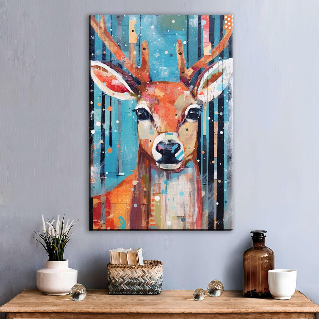 Reindeer Canvas Art - Festive Holiday Wall Decor | Extra Large Giclee Print
