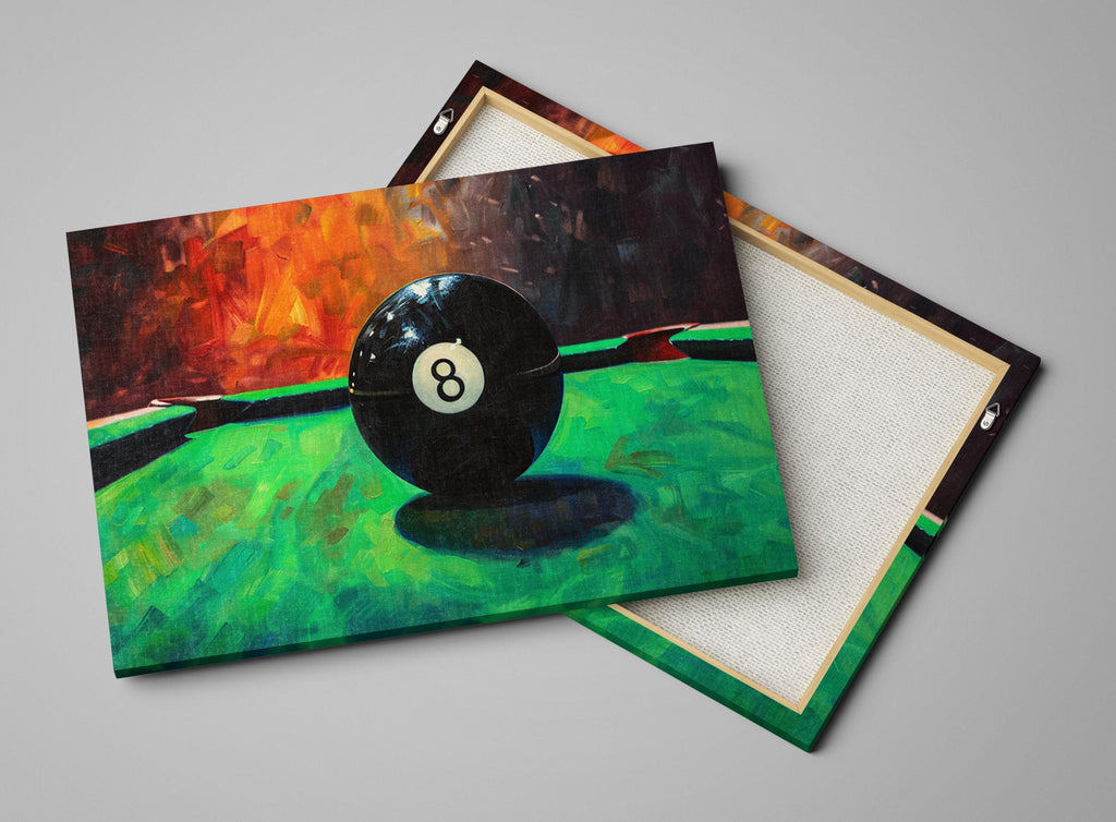 8 Ball Pool Art - Classic Pool Table Scene | Gallery Wrapped Canvas, Extra Large