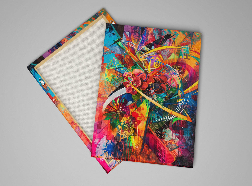 Retro Futurism Wall Art – Cosmic Retro Decor on Extra Large Gallery Wrapped Canvas