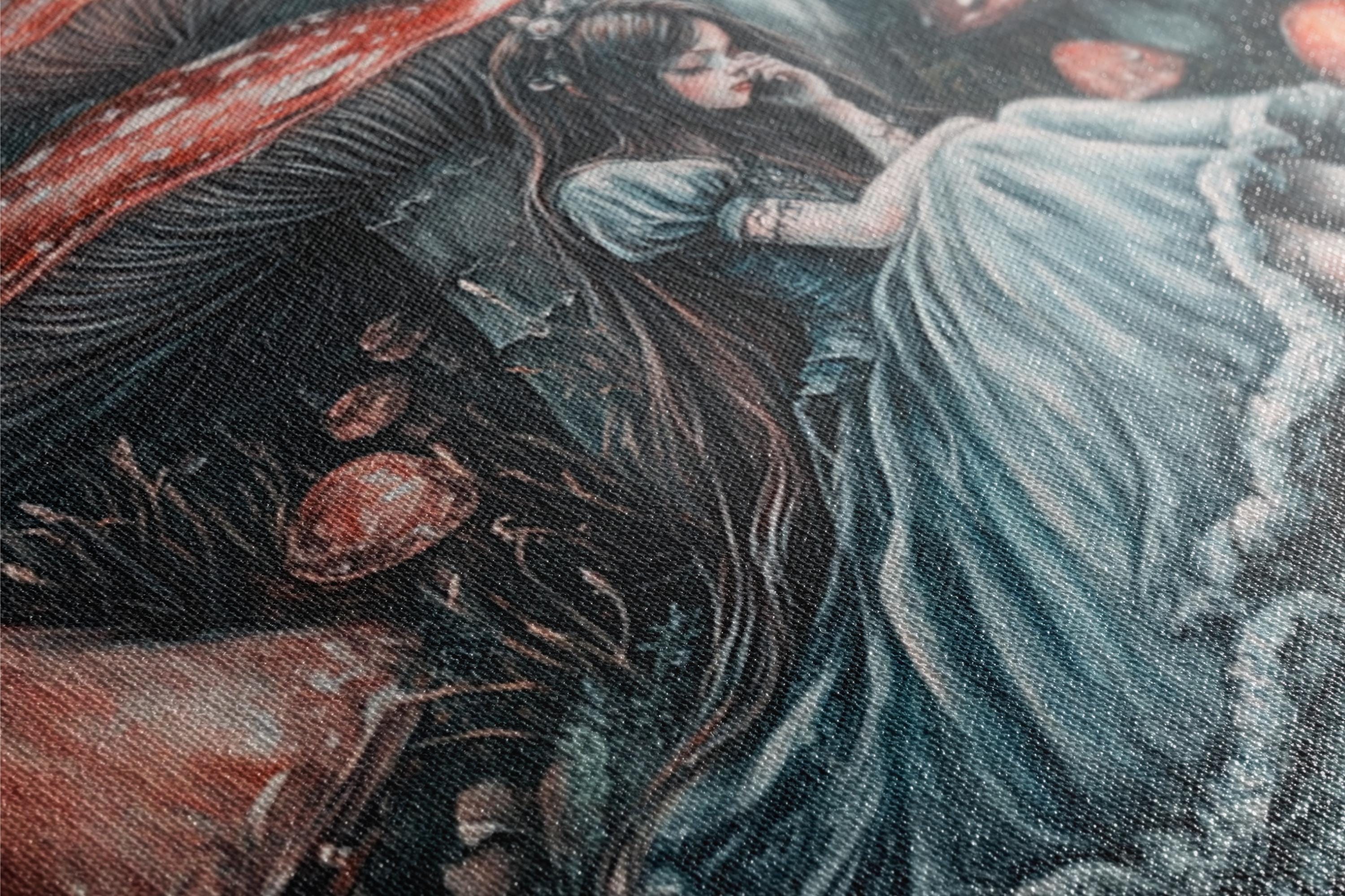 a close up of a painting of a woman