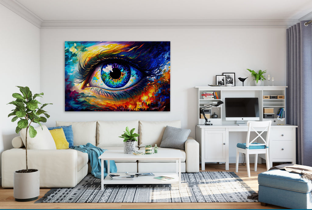 Colorful Eye Canvas – Vivid Psychedelic Eye Wall Art with Wooden Frame