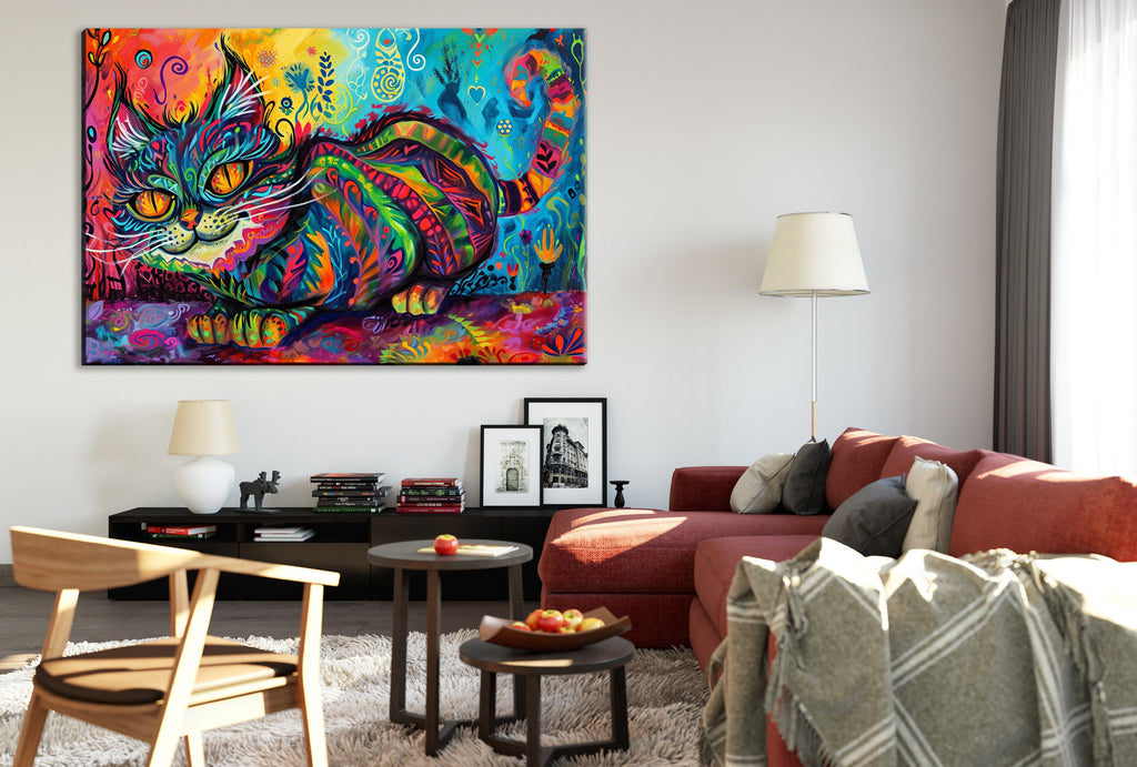 Cheshire Cat Canvas - Whimsical Wall Art | Fantasy Wall Decor With Mischievous Grin
