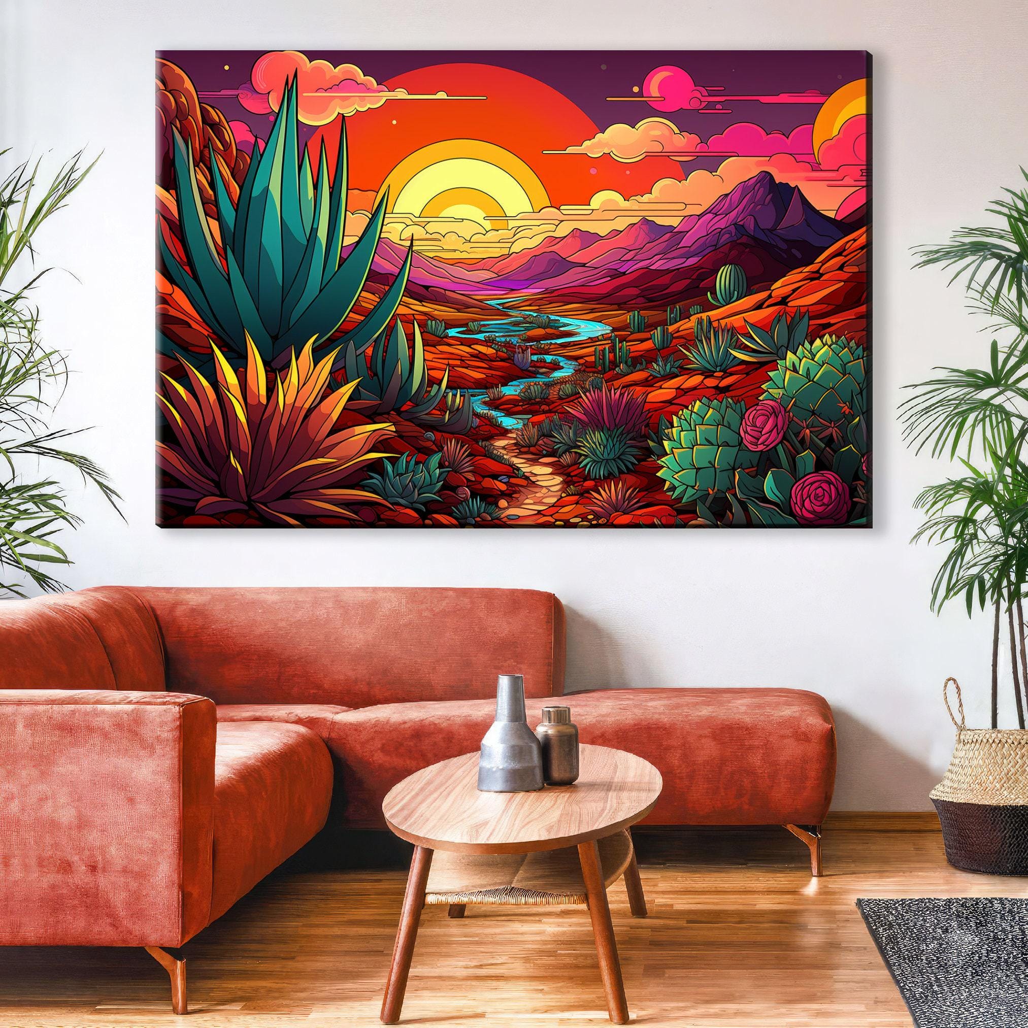 Agave Desert Art – Large Canvas Print | Vibrant Southwest Landscape Painting