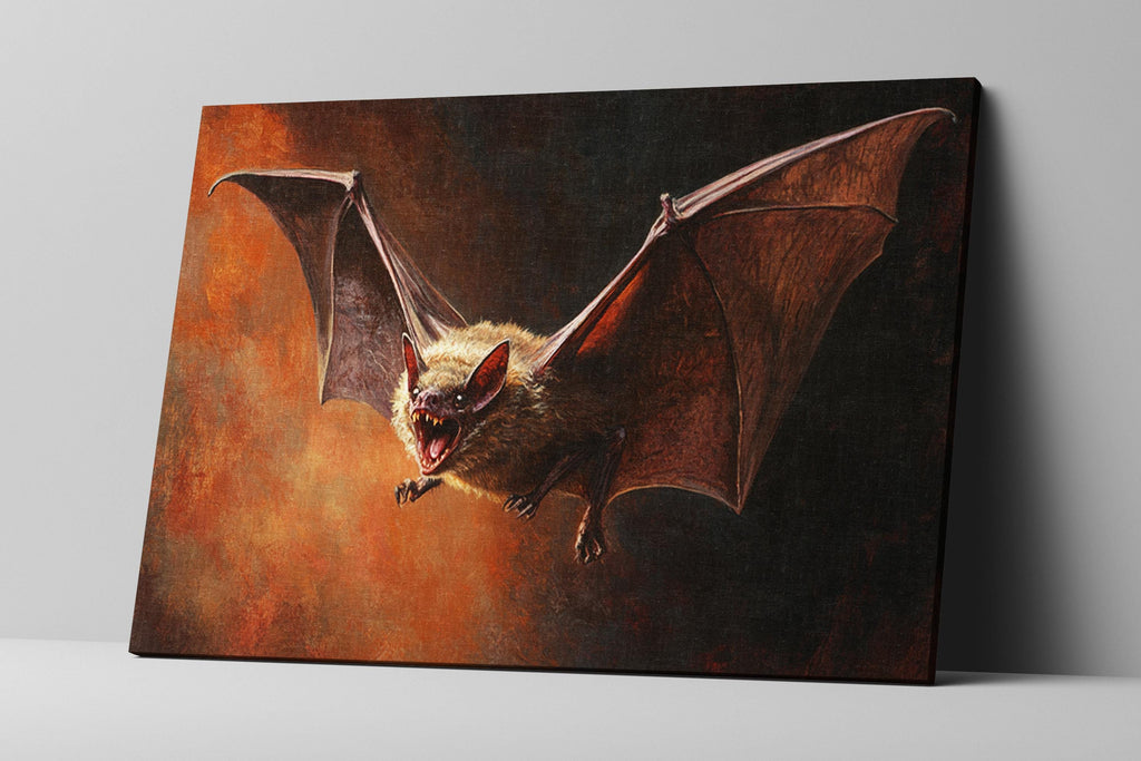 Flying Bat Canvas | Dark Academia Art - Extra Large Framed Wall Art, Ready to Hang