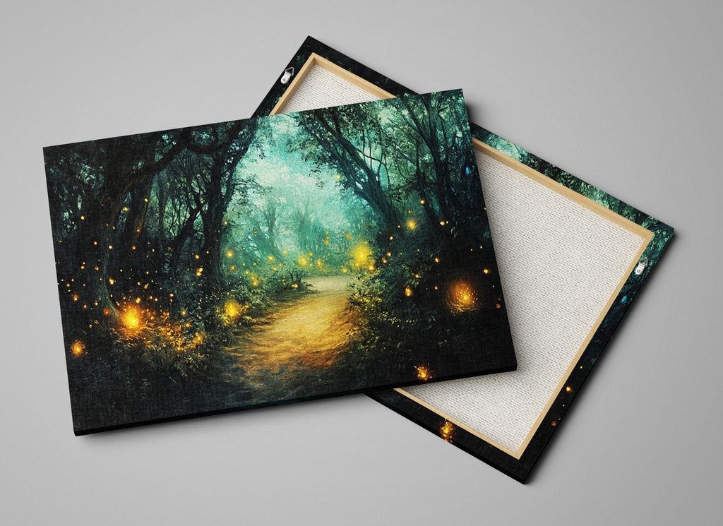 a painting of a path in the woods