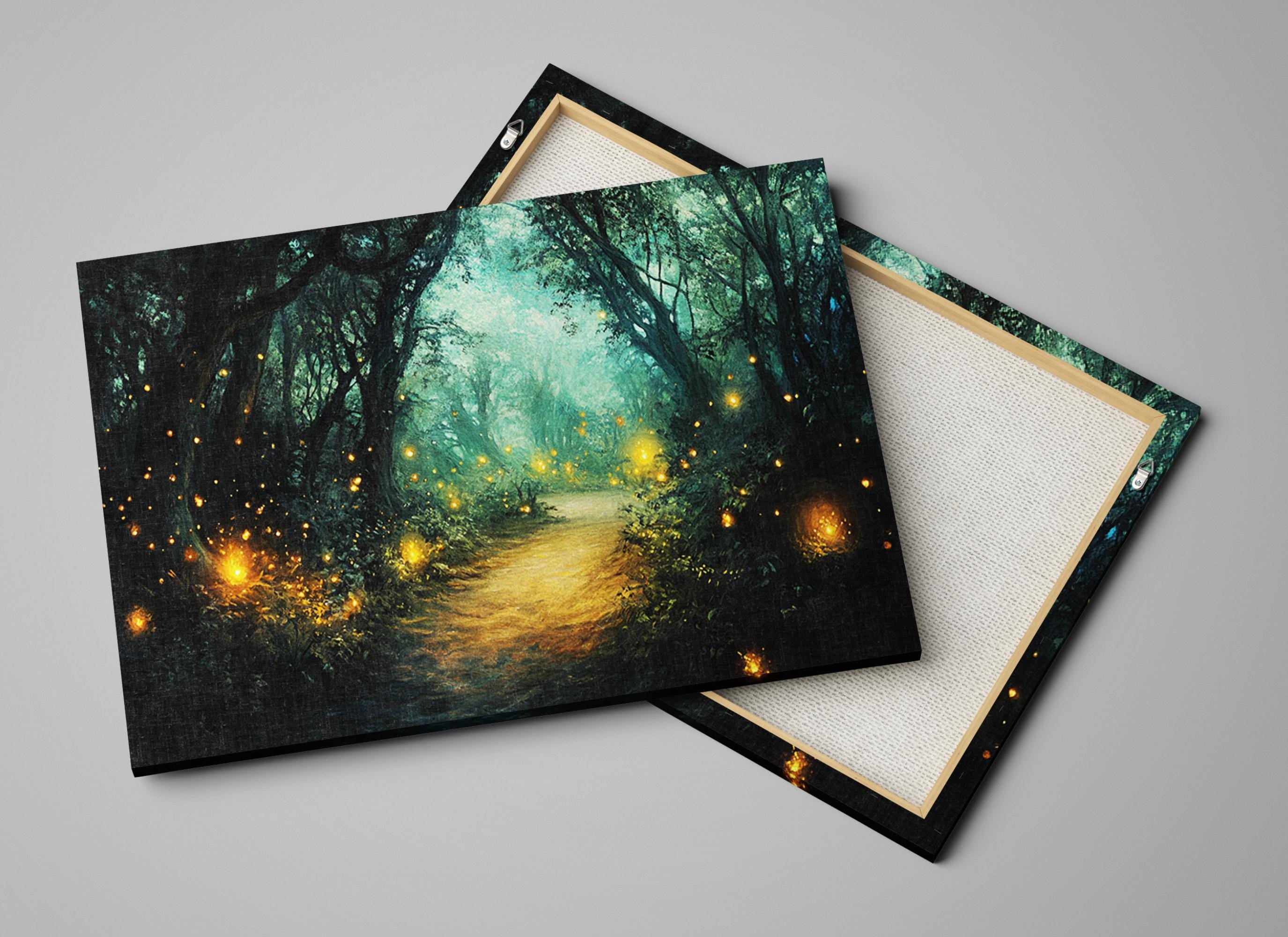 a painting of a path in the woods