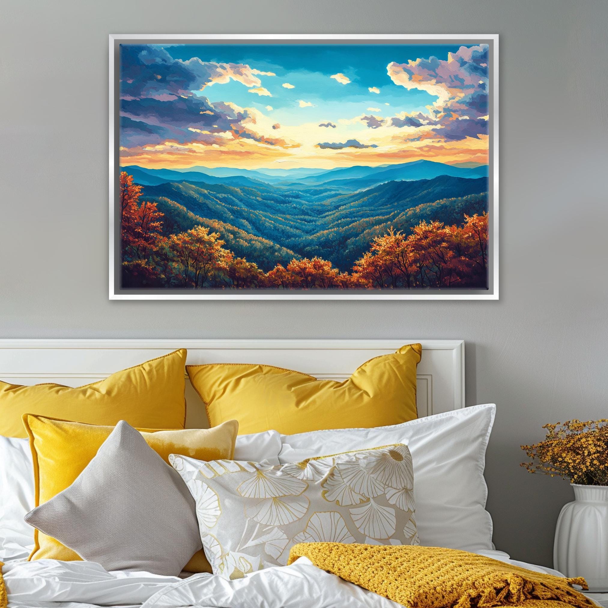 Blue Ridge Mountain Canvas - Extra Large Framed Wall Art With Fade Resistant Inks