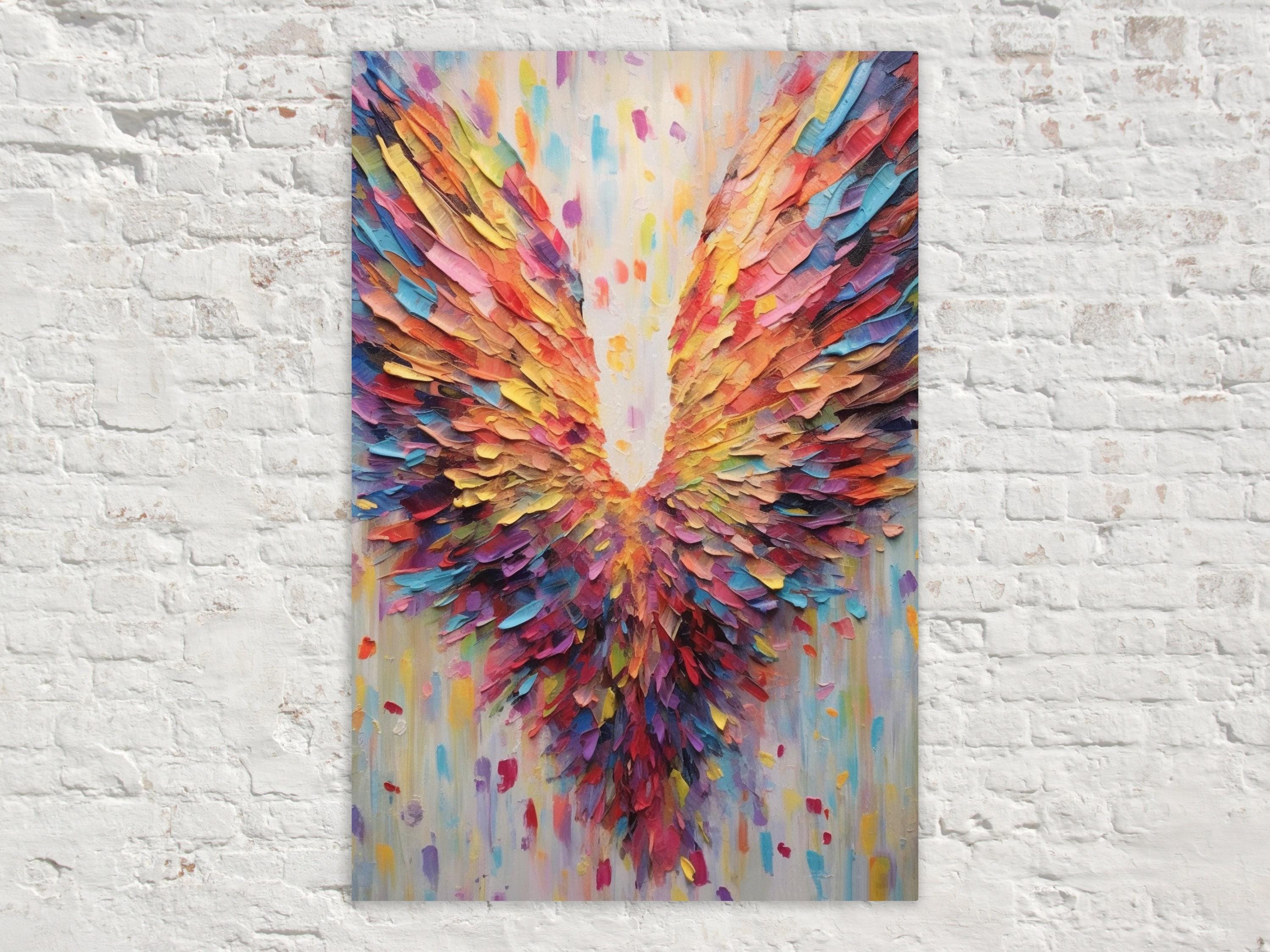 Angel Wings Painting - Celestial Wall Art on Gallery Wrapped Canvas, Ready to Hang
