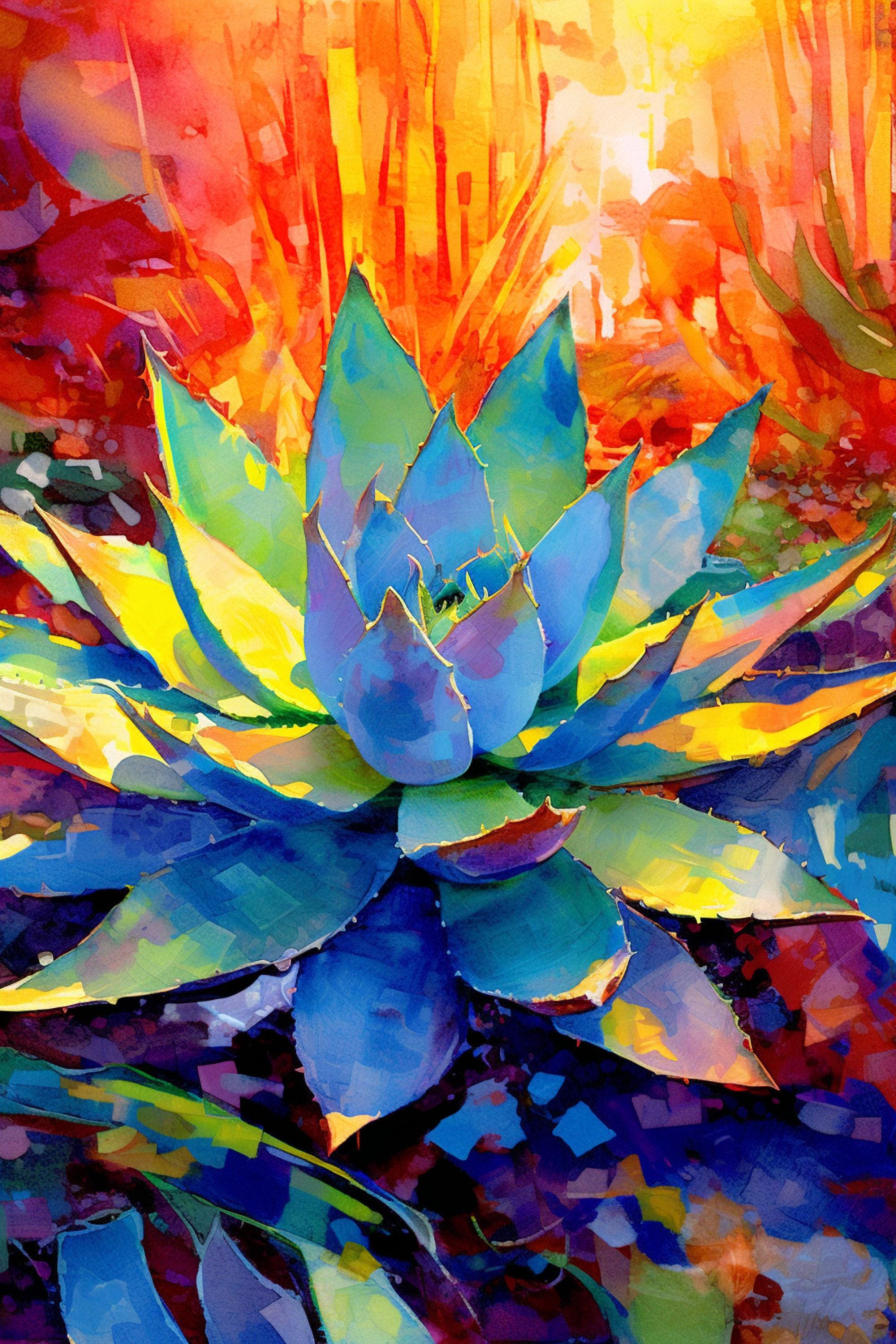 Sunset Glow Agave - Southwest Watercolor Wall Decor, Giclee Print on Canvas, Artist Paper, Watercolor Paper, Available in Extra Large Sizes