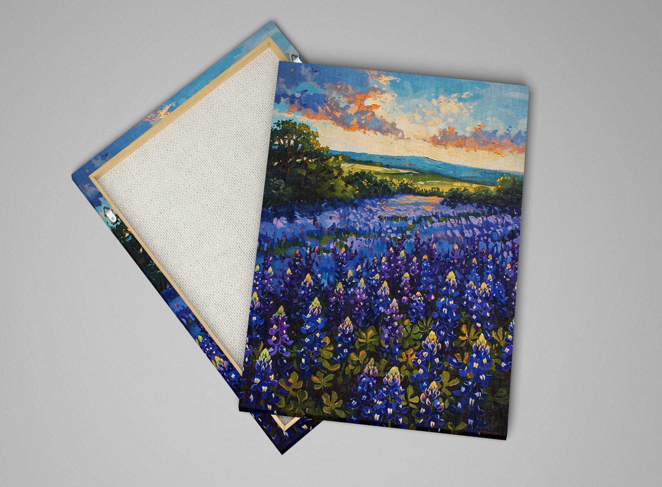 Texas Bluebonnet Painting - Large Canvas Art | Gallery Wrapped Canvas, UV Coated Print