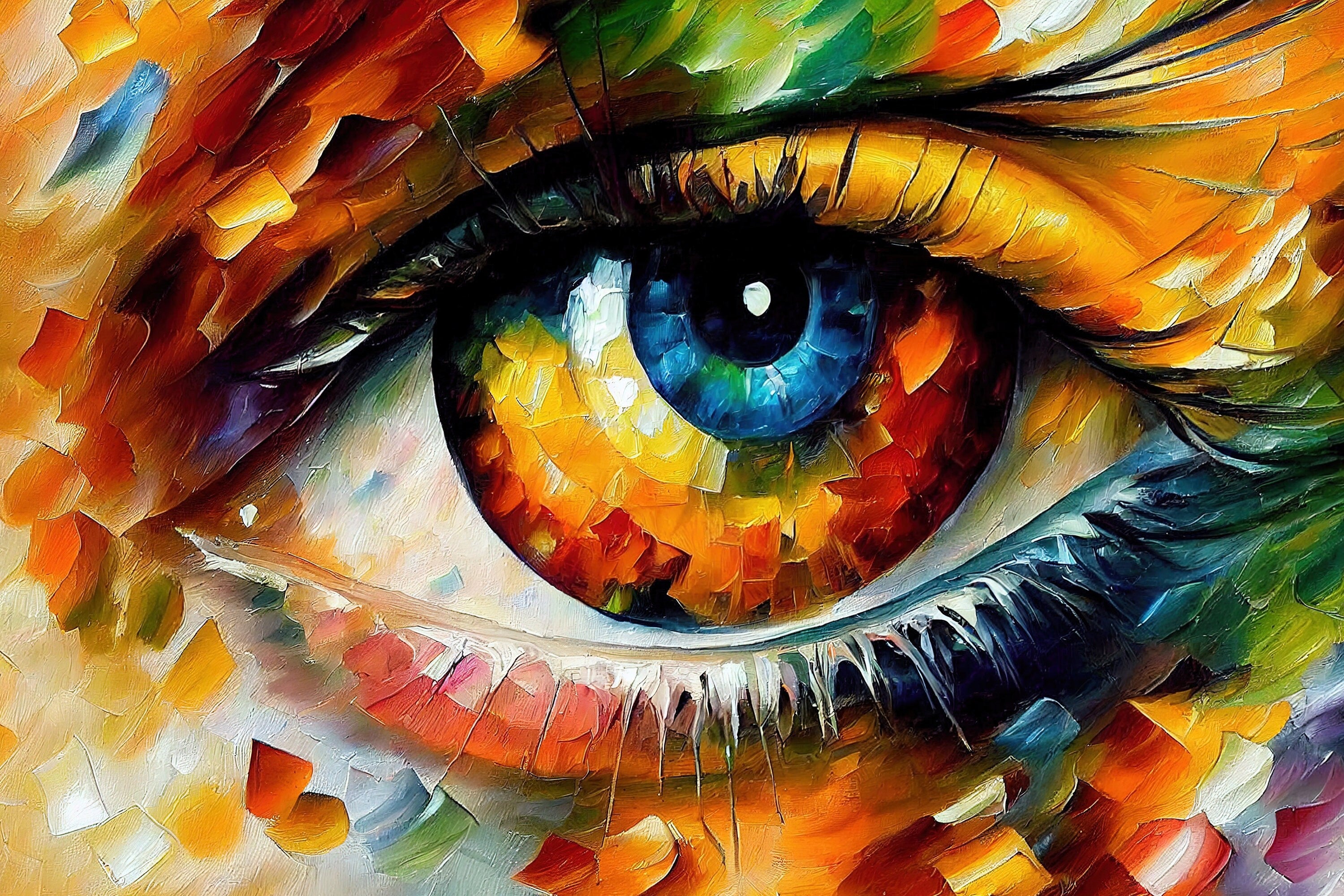 Eye Canvas Print – Vibrant Colorful Wall Art With Oil Painting Reproduction