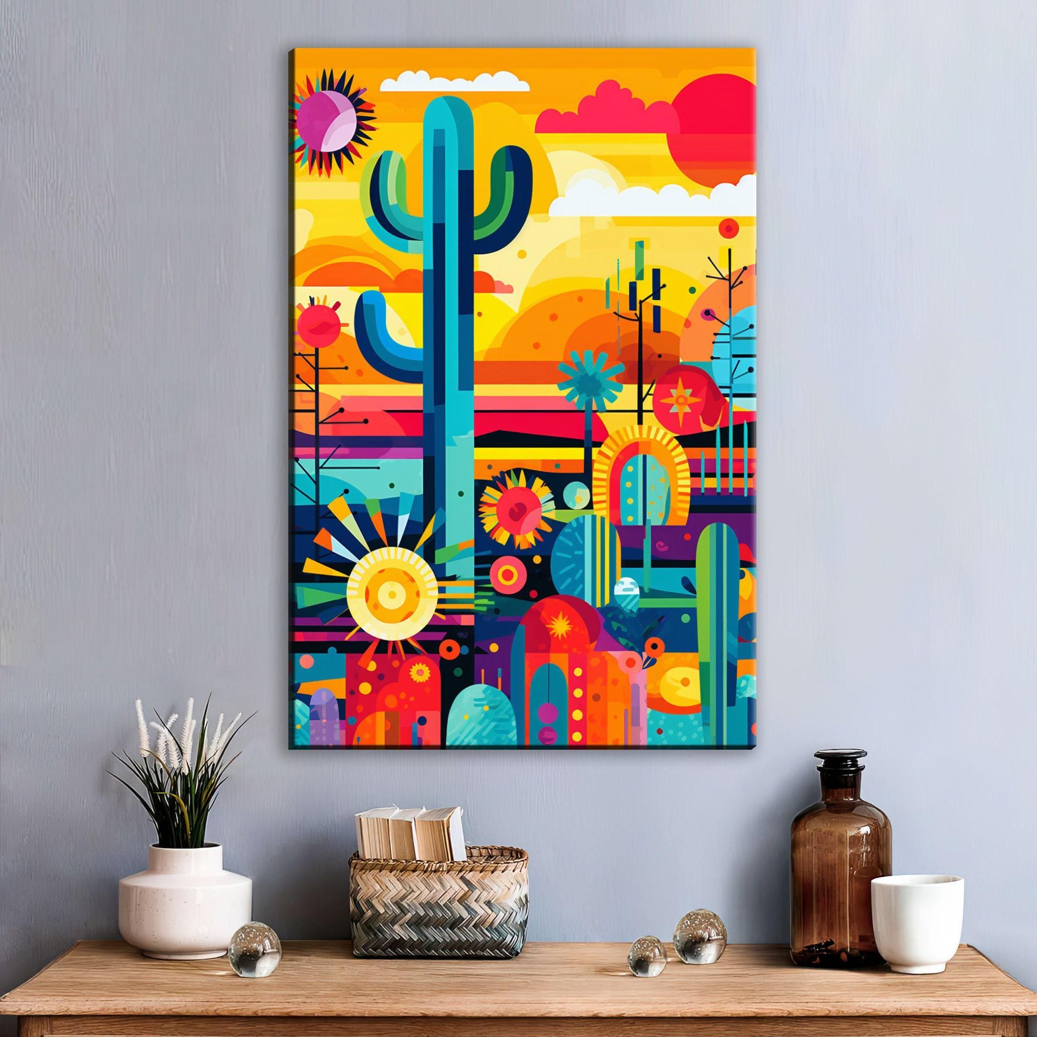 Desert Landscape Art - Geometric Desert Art | Gallery Wrapped Canvas, Ready to Hang