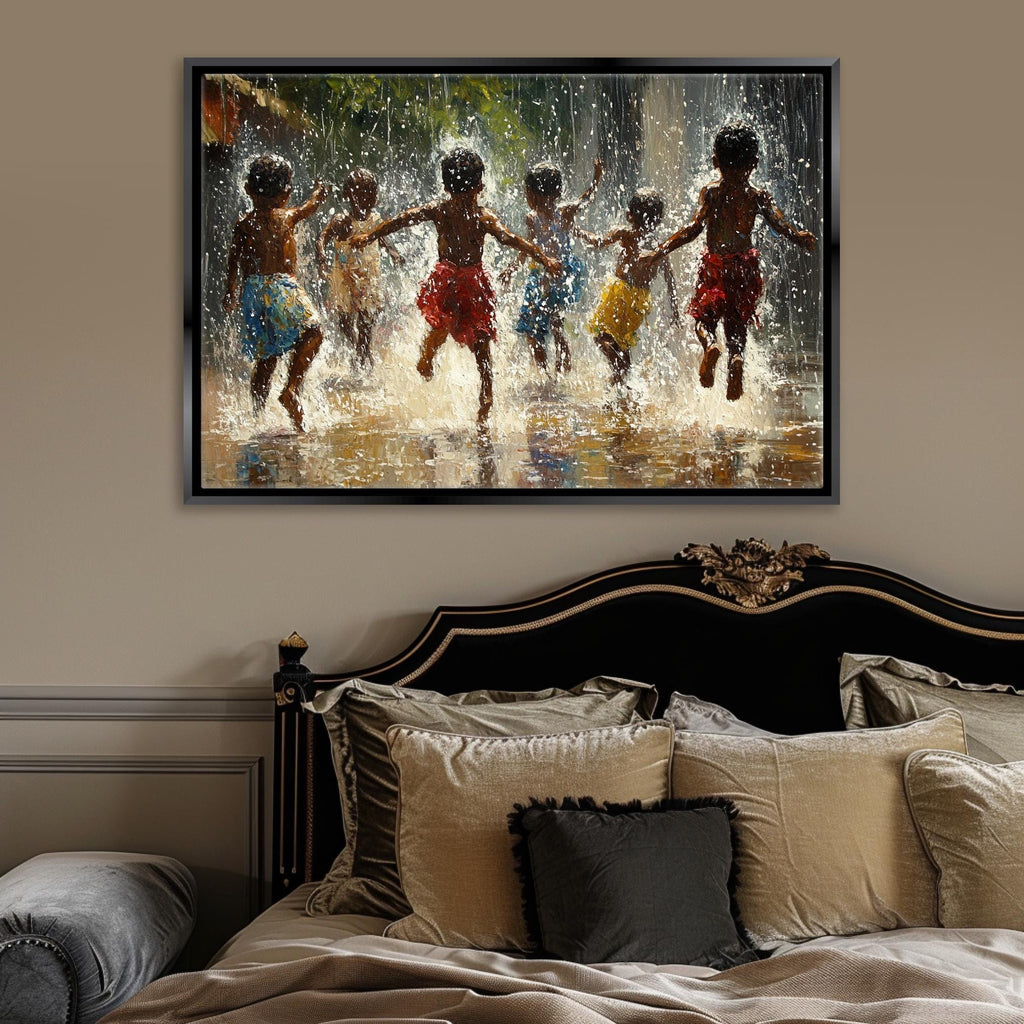 African Children Wall Art - Extra Large Framed Gallery Wrapped Canvas Print