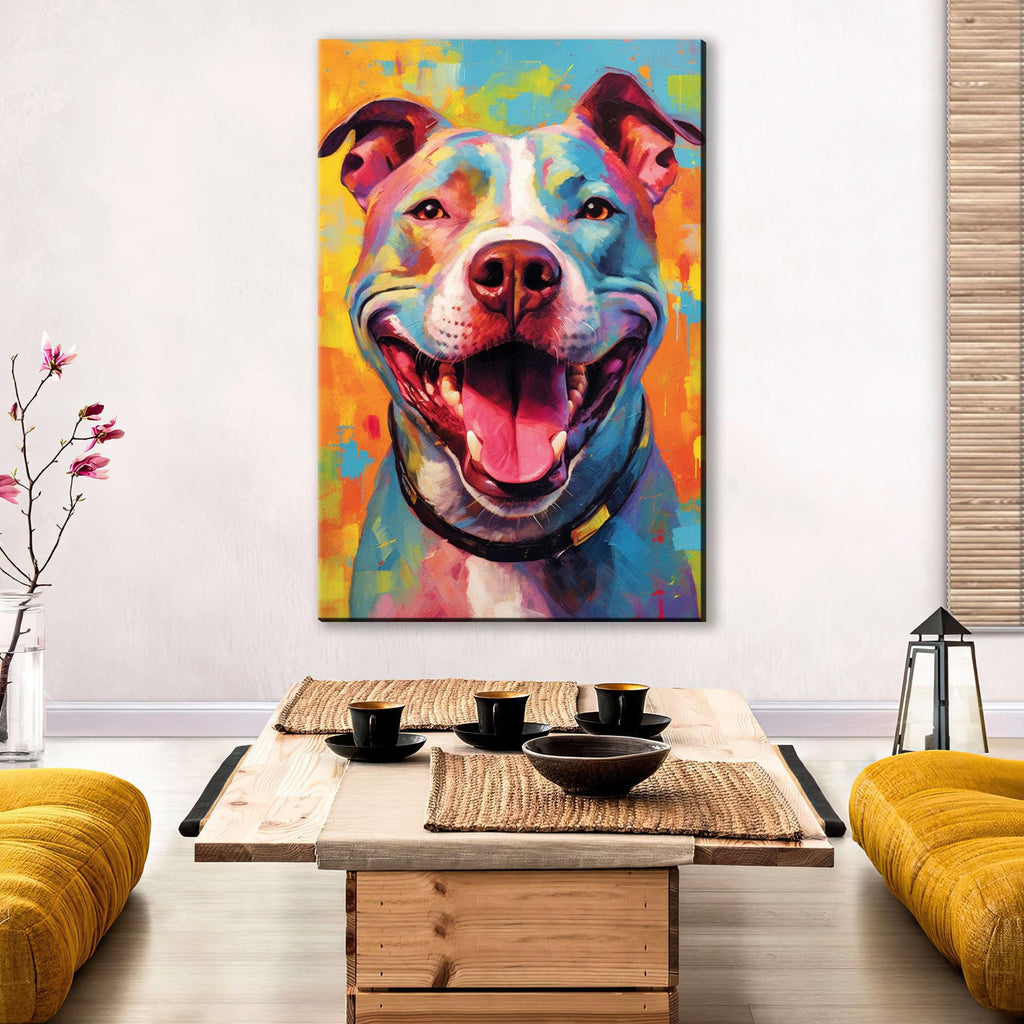 Pitbull Dog Canvas - Large Canvas Print With Vibrant Pop Art Dog Wall Art