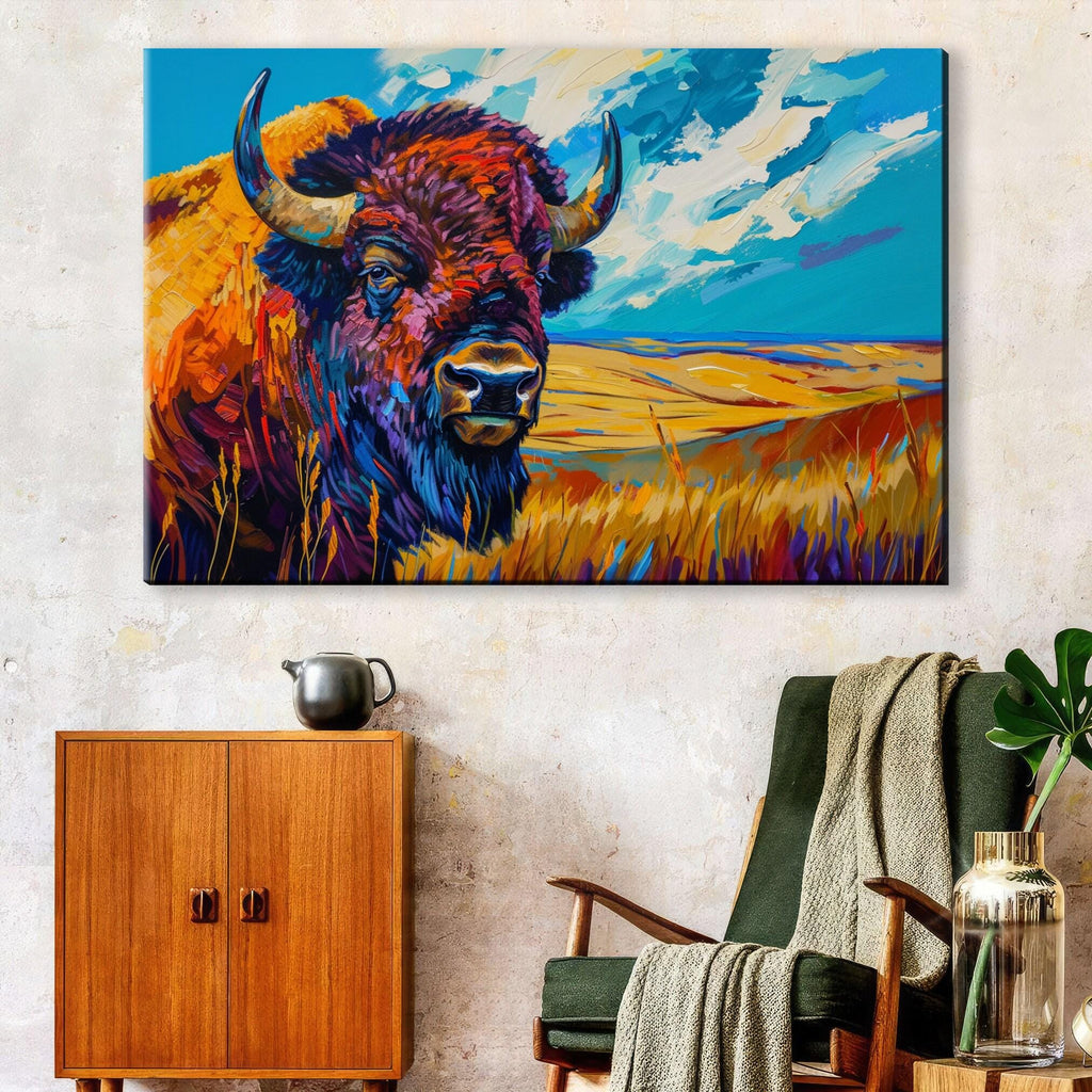 Bison Wall Art – Large Buffalo Canvas Print | Gallery Wrapped Prairie Decor