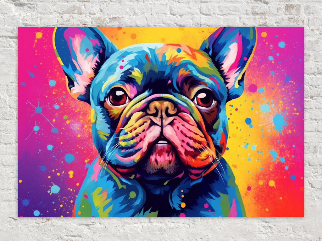 French Bulldog Canvas Print - Vibrant Dog Painting | Large Colorful Bulldog Art
