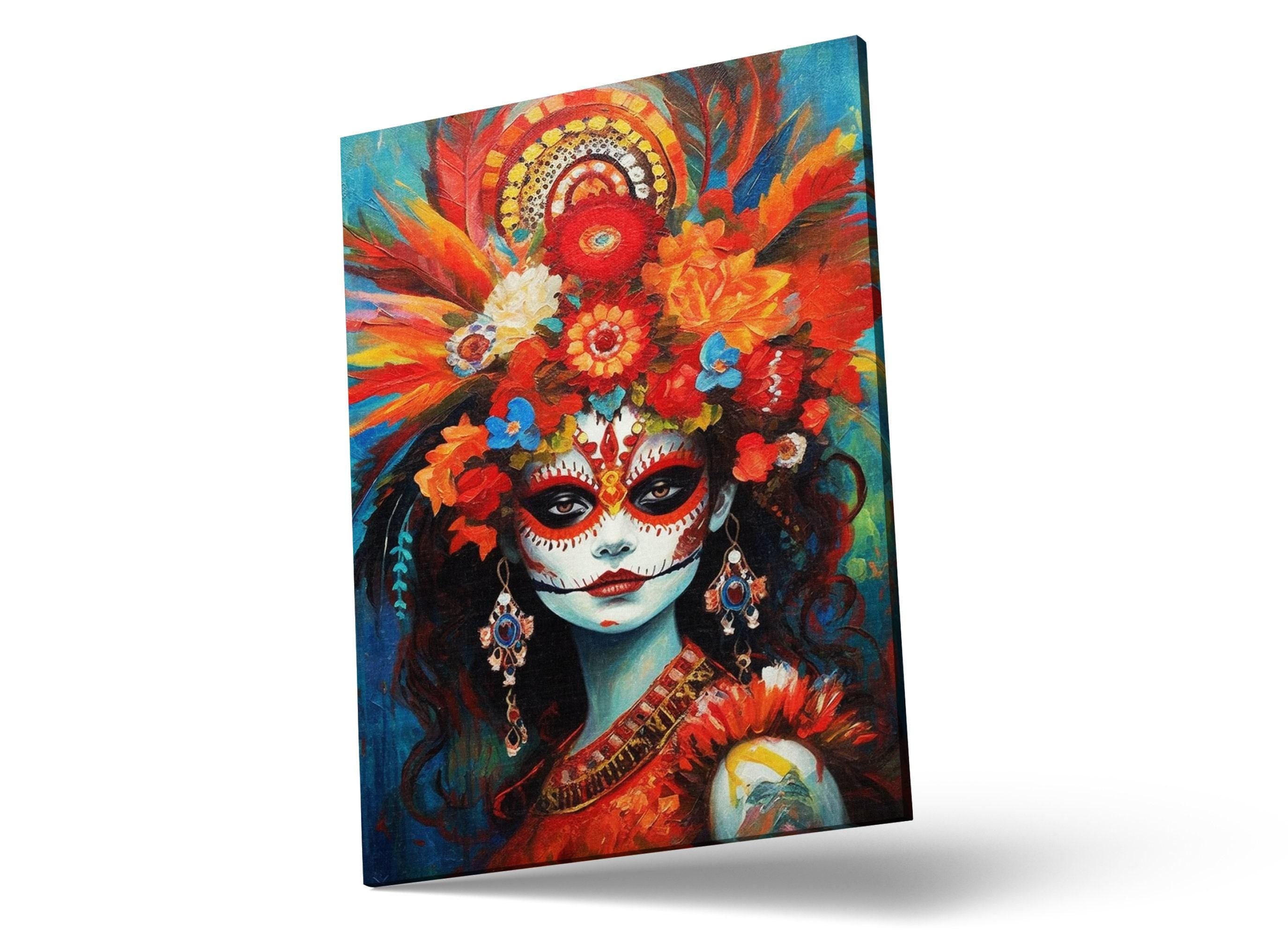 Day Of The Dead Art - Large Canvas Print Featuring Vibrant Sugar Skull Wall Art