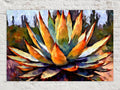 Desert Cactus Canvas Print – Southwest Wall Art Featuring Agave Plant Painting