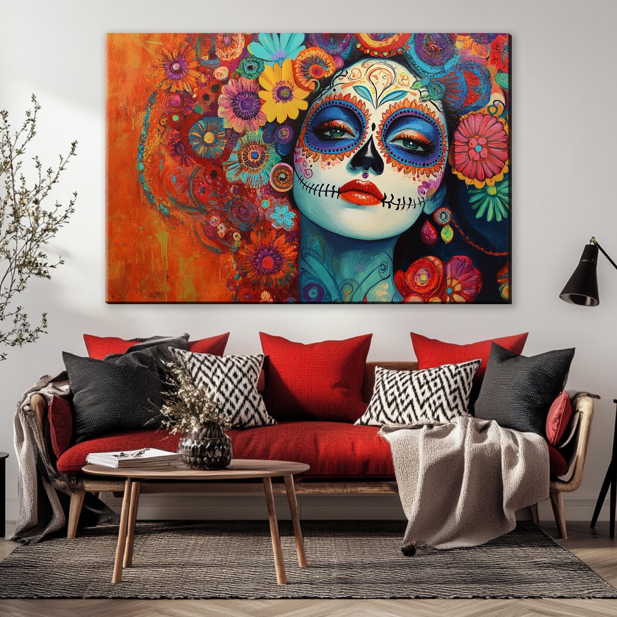 Day of the Dead Canvas – Extra Large Framed Canvas Print | Vibrant Mexican Wall Art