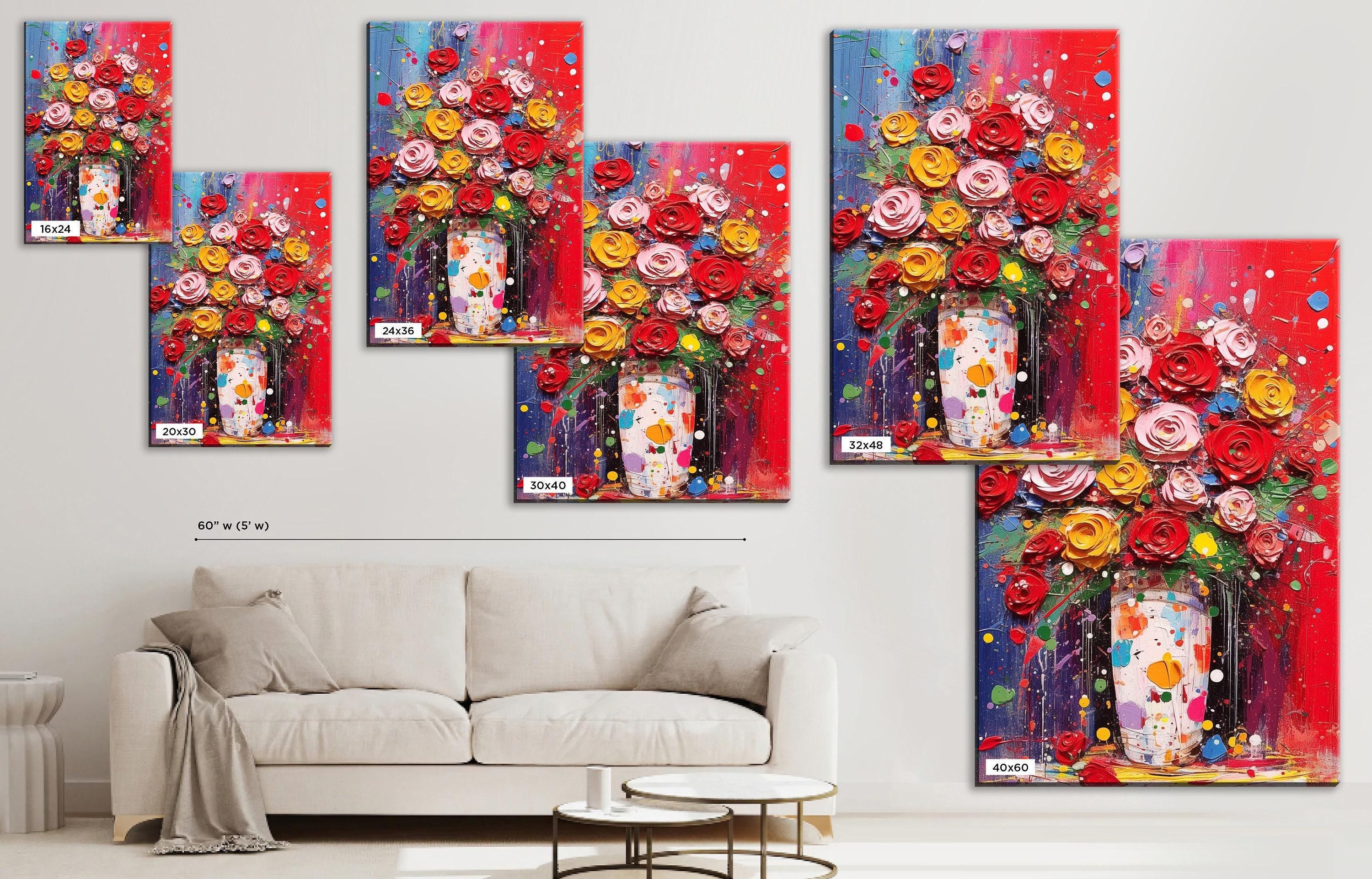 Bouquet of Roses - Large Canvas Art | Modern Roses Artwork & Floral Wall Decor