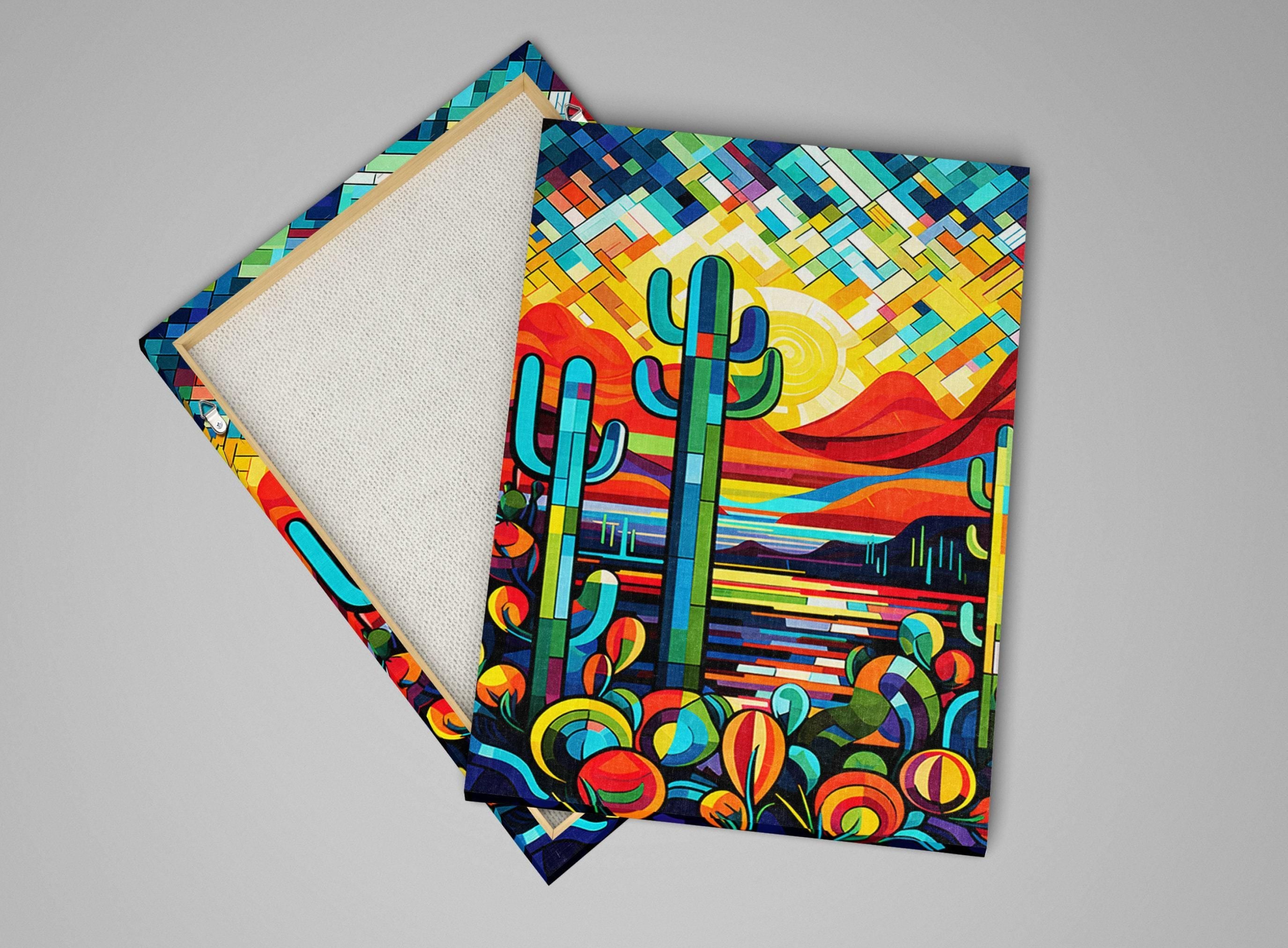 Southwest Modern Art - Geometric Desert Art Print on Gallery Wrapped Canvas, Ready to Hang