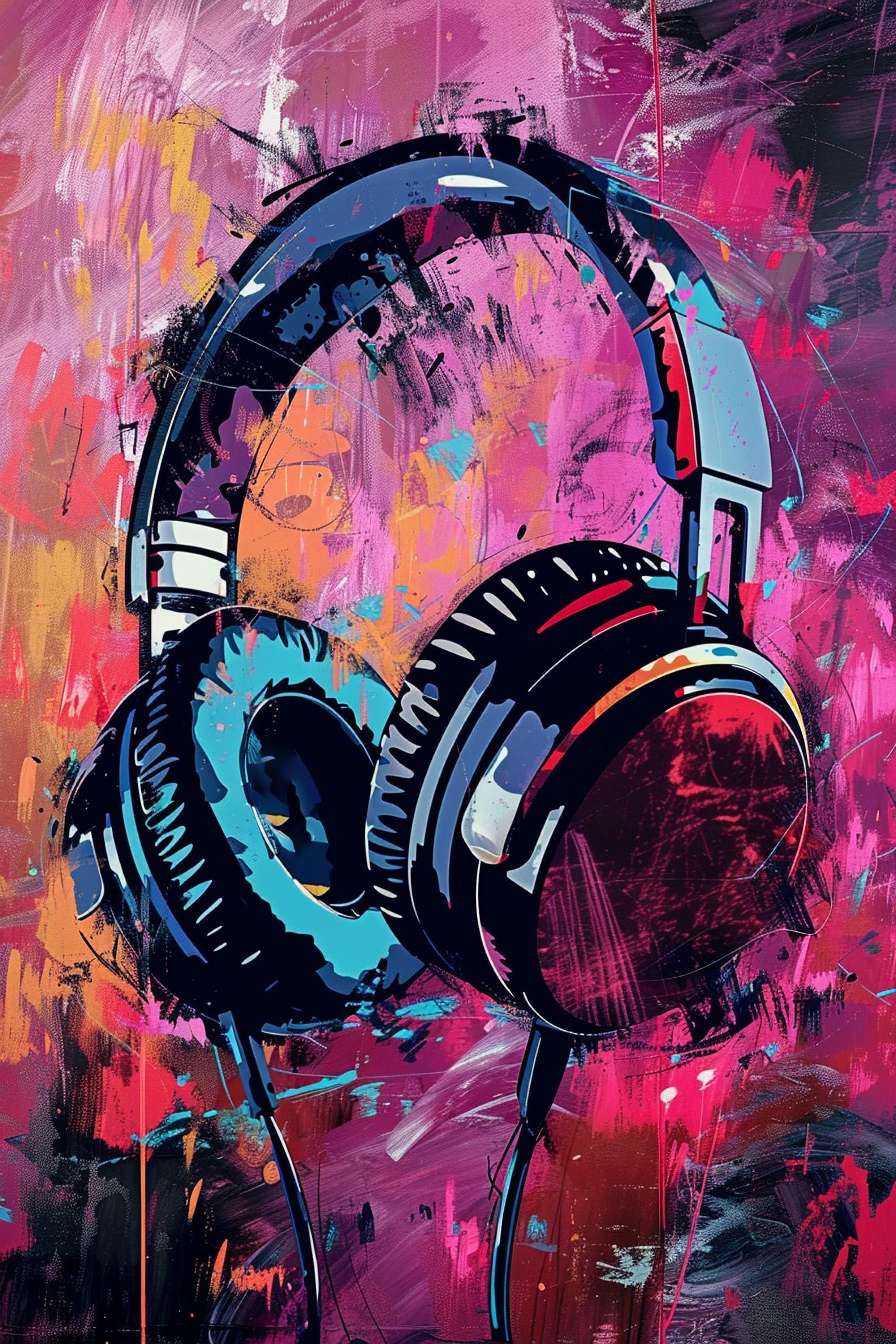 Headphones Wall Art – Modern Music Decor | Vibrant Canvas Wall Art Print