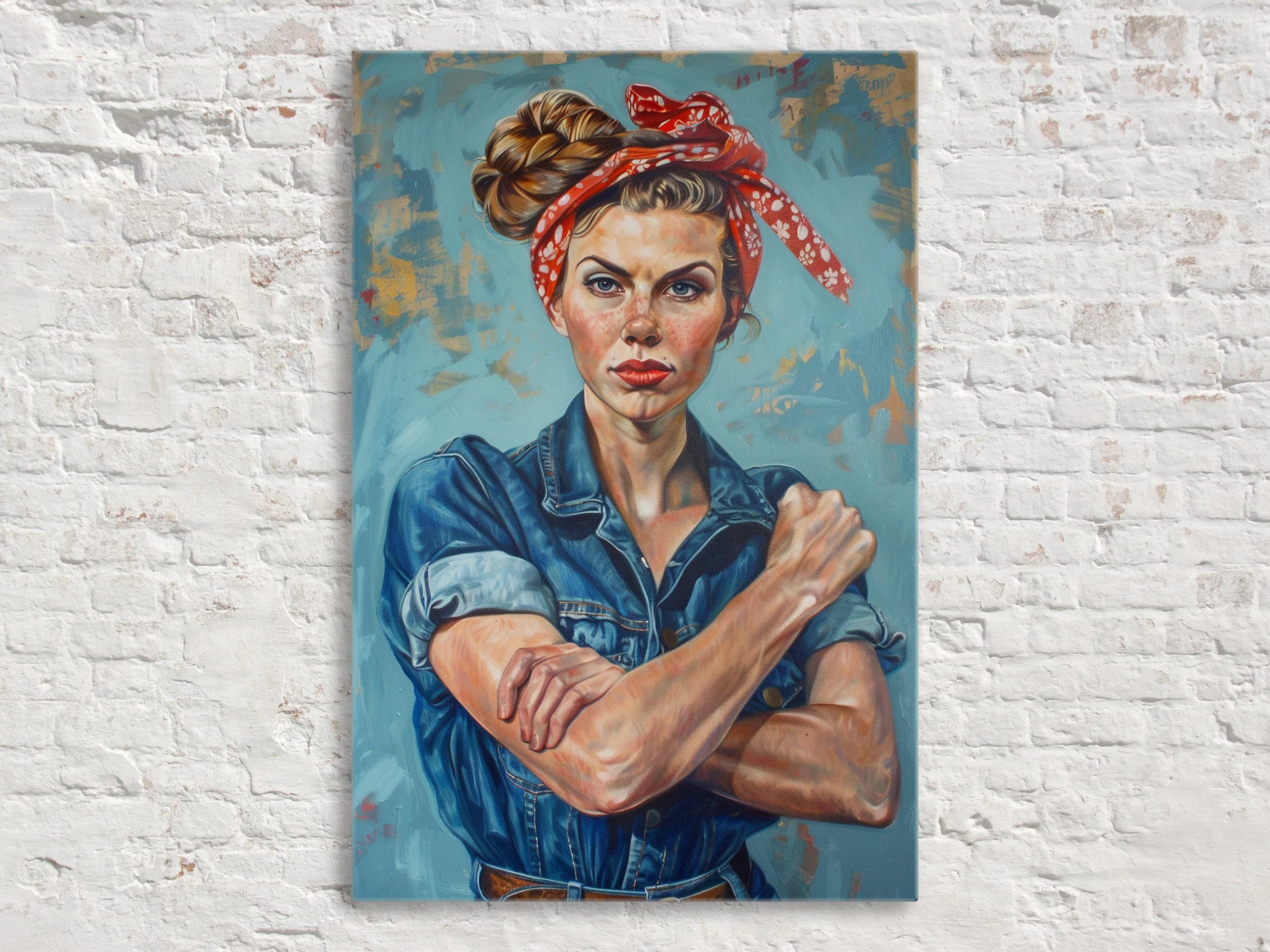 Rosie the Riveter Painting – Large Canvas Wall Art | Gallery Wrapped Canvas with Scratch Resistant Coating