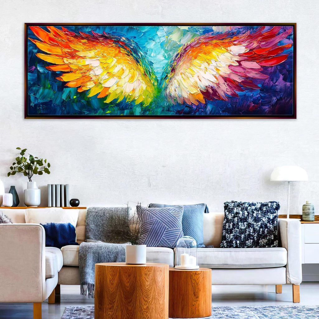 Angel Wings Wall Art - Panoramic Gallery Wrapped Canvas | Framed or Unframed Large Spiritual Decor