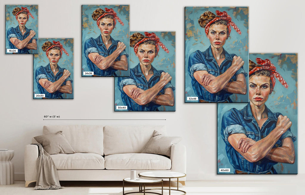 Rosie the Riveter Painting – Large Canvas Wall Art | Gallery Wrapped Canvas with Scratch Resistant Coating