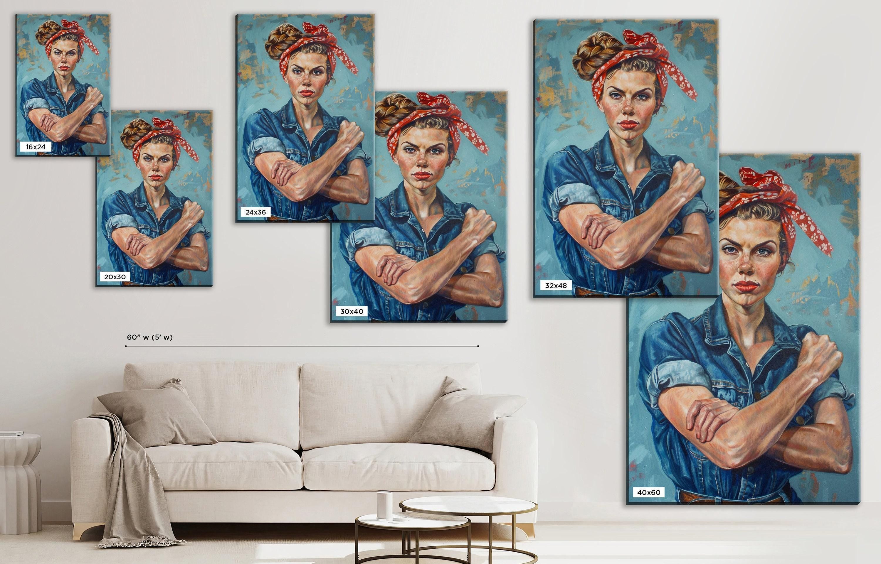 Rosie the Riveter Painting – Large Canvas Wall Art | Gallery Wrapped Canvas with Scratch Resistant Coating
