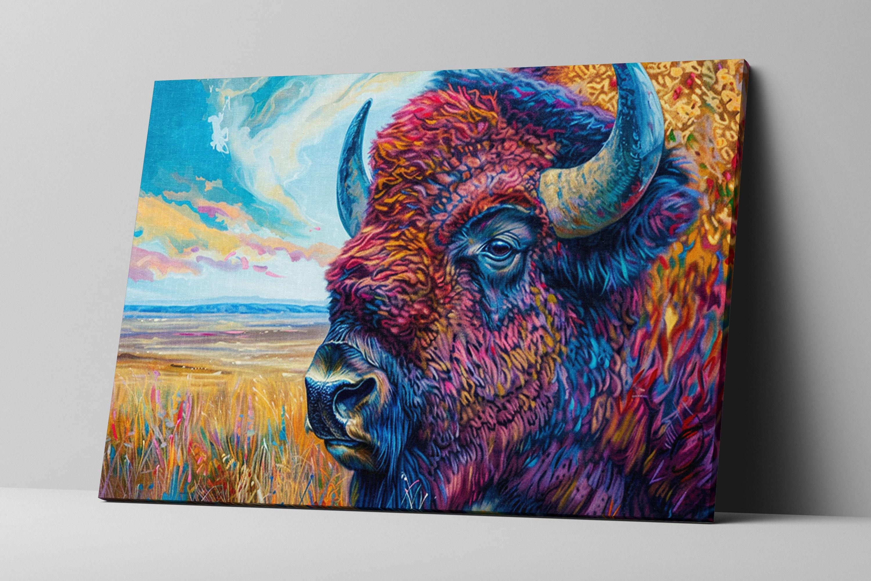 Bison Canvas Art – Large Gallery Wrapped Canvas | American Prairie Art, Ready to Hang