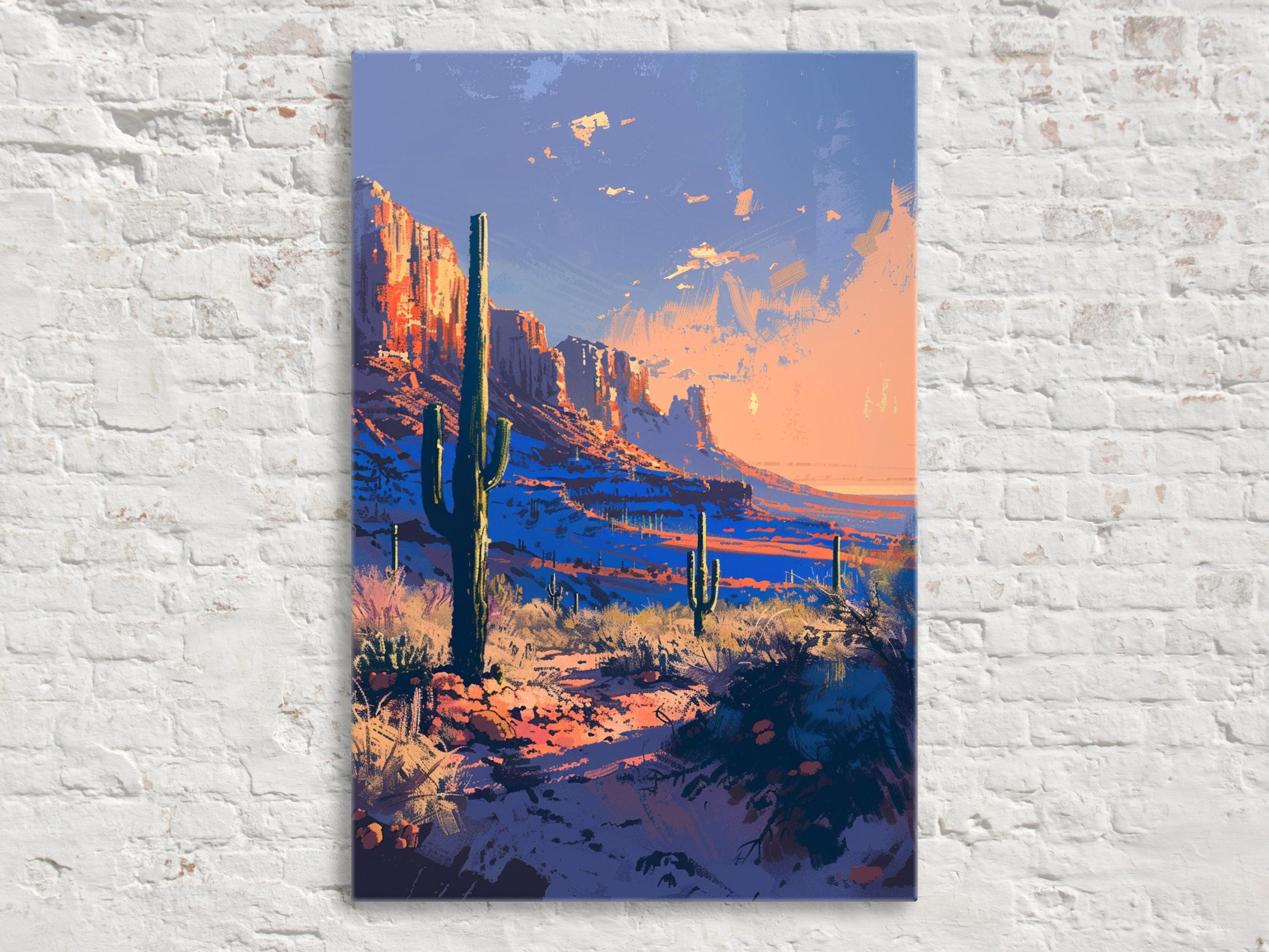 Saguaro Sunset Wall Art - Southwest Desert Landscape Large Canvas Print, Gallery Wrapped