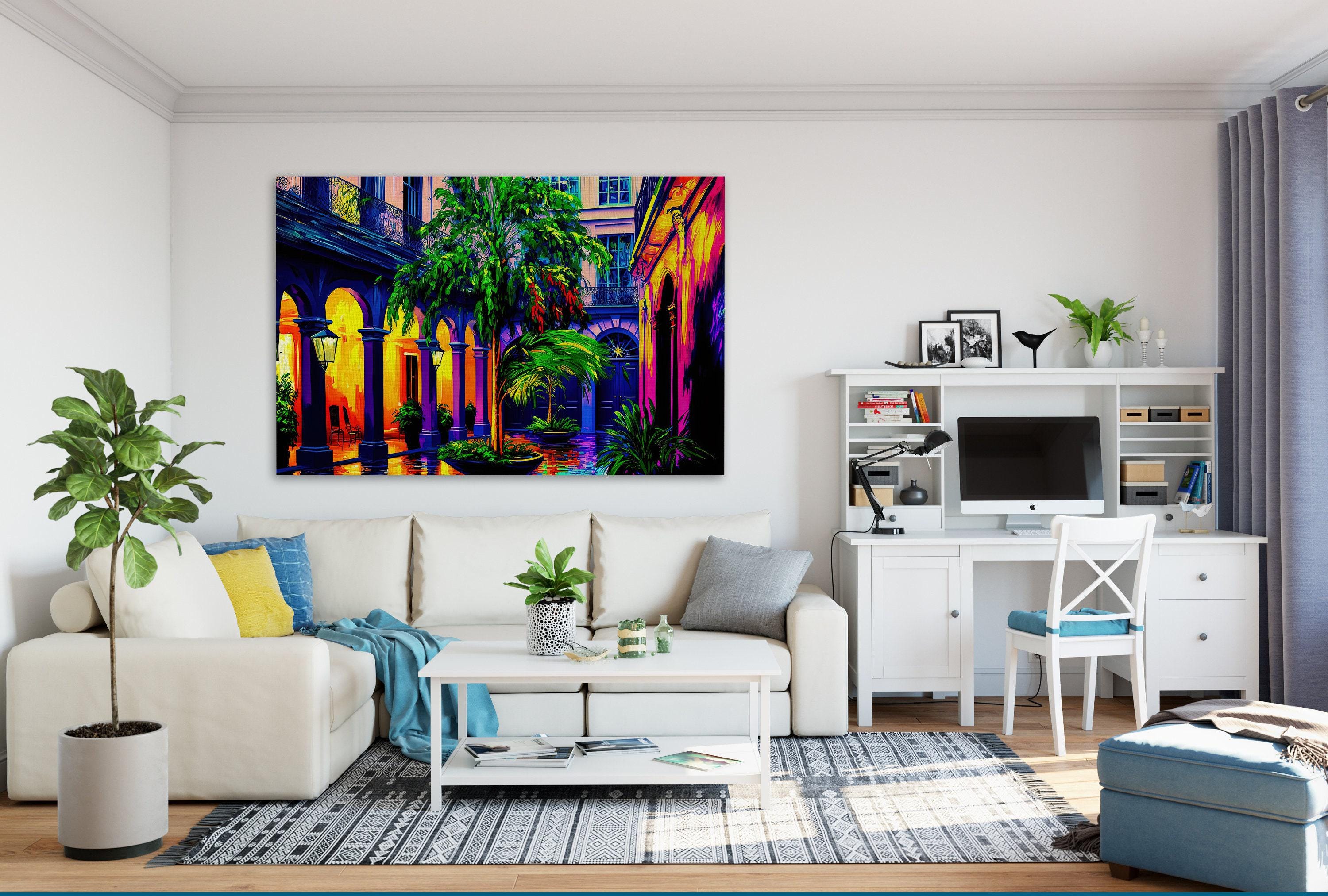 New Orleans Painting – Bright Colorful NOLA Wall Art Canvas | French Quarter Art Print
