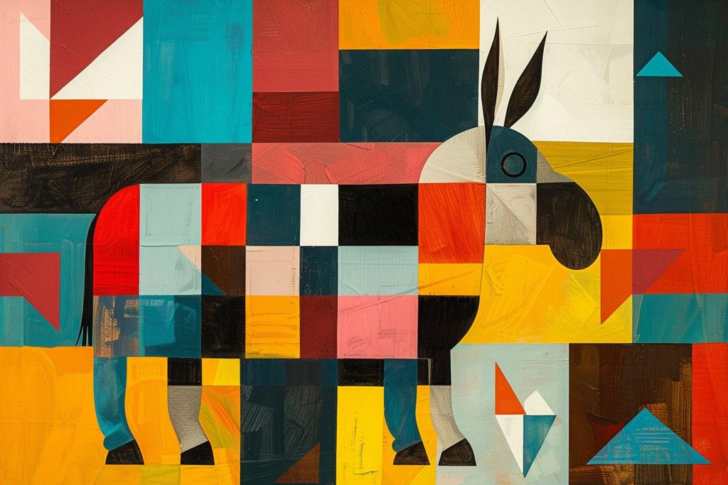 Mid Century Modern Art - Donkey Canvas Print | Retro Wall Art, Gallery Wrapped Canvas